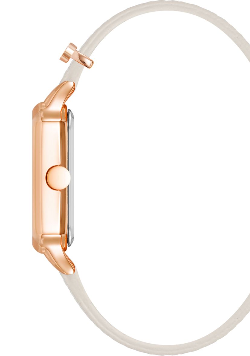 Womens Quartz Octagonal White Faux Leather Band Watch