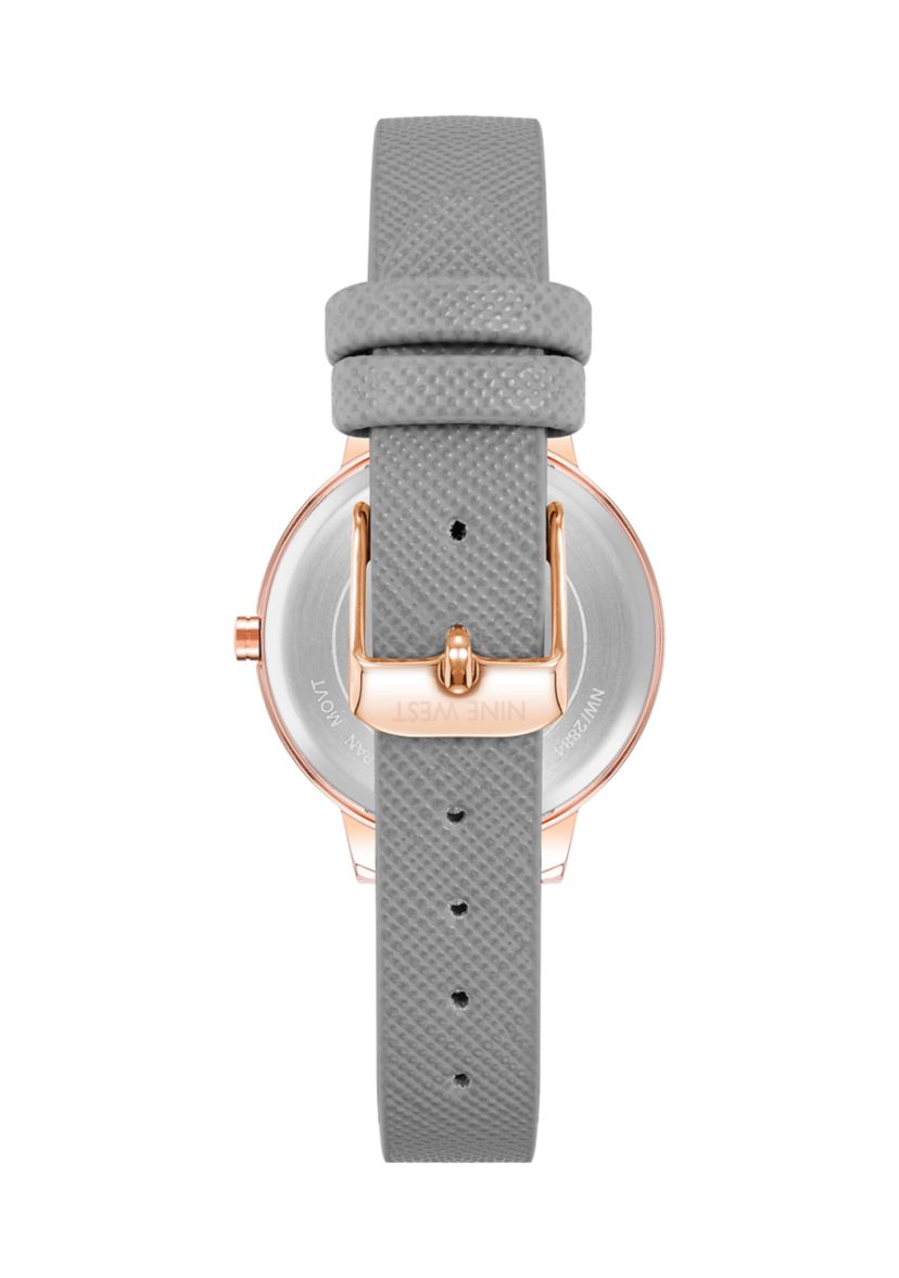 Faux Leather Band and Floral Pattern Watch
