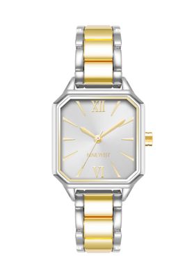 Nine West Women's Quartz Octagonal Two-Tone Alloy Link Bracelet Watch -  5800884NW2903SVTT