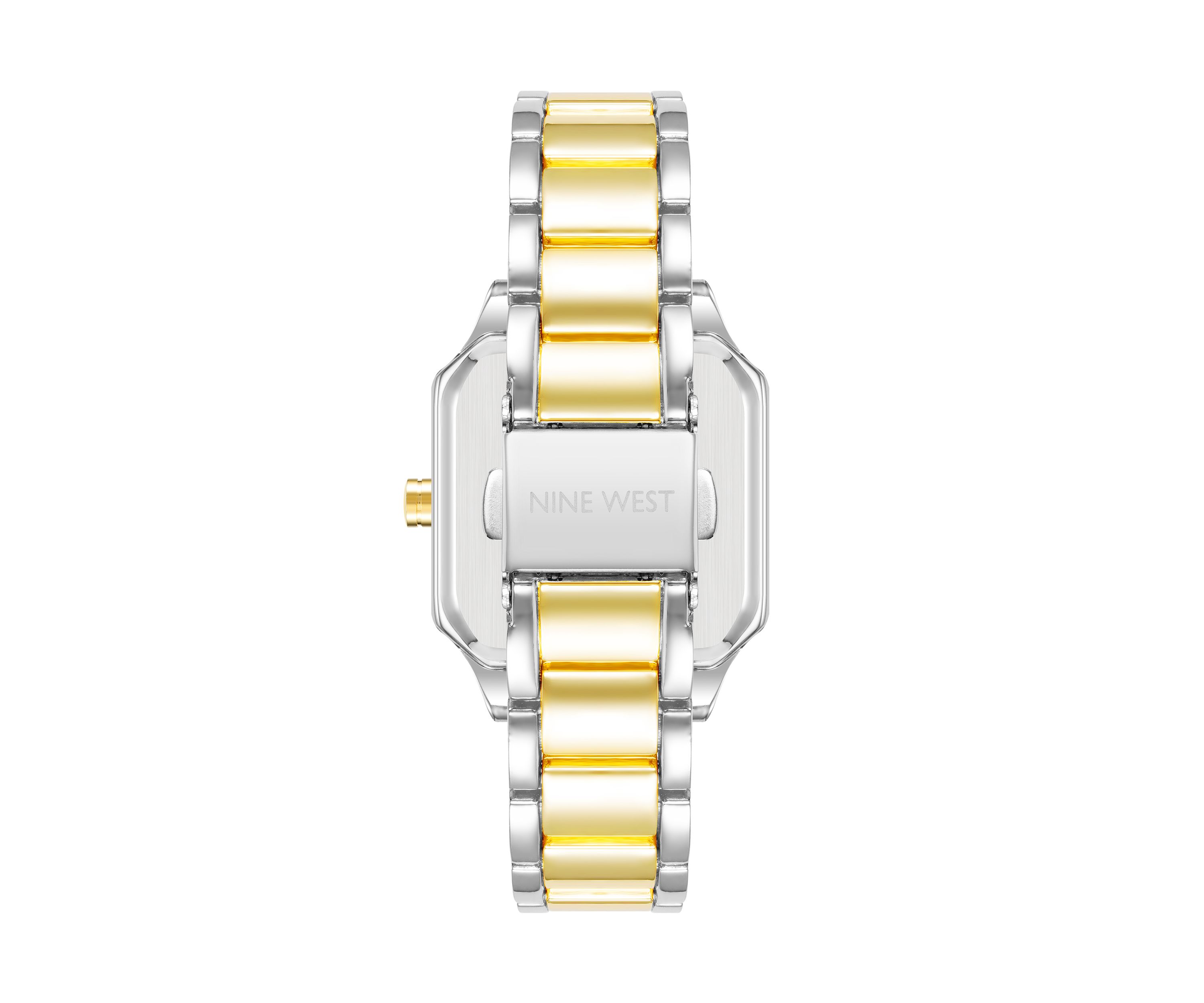 Womens Quartz Octagonal Two-Tone Alloy Link Bracelet Watch