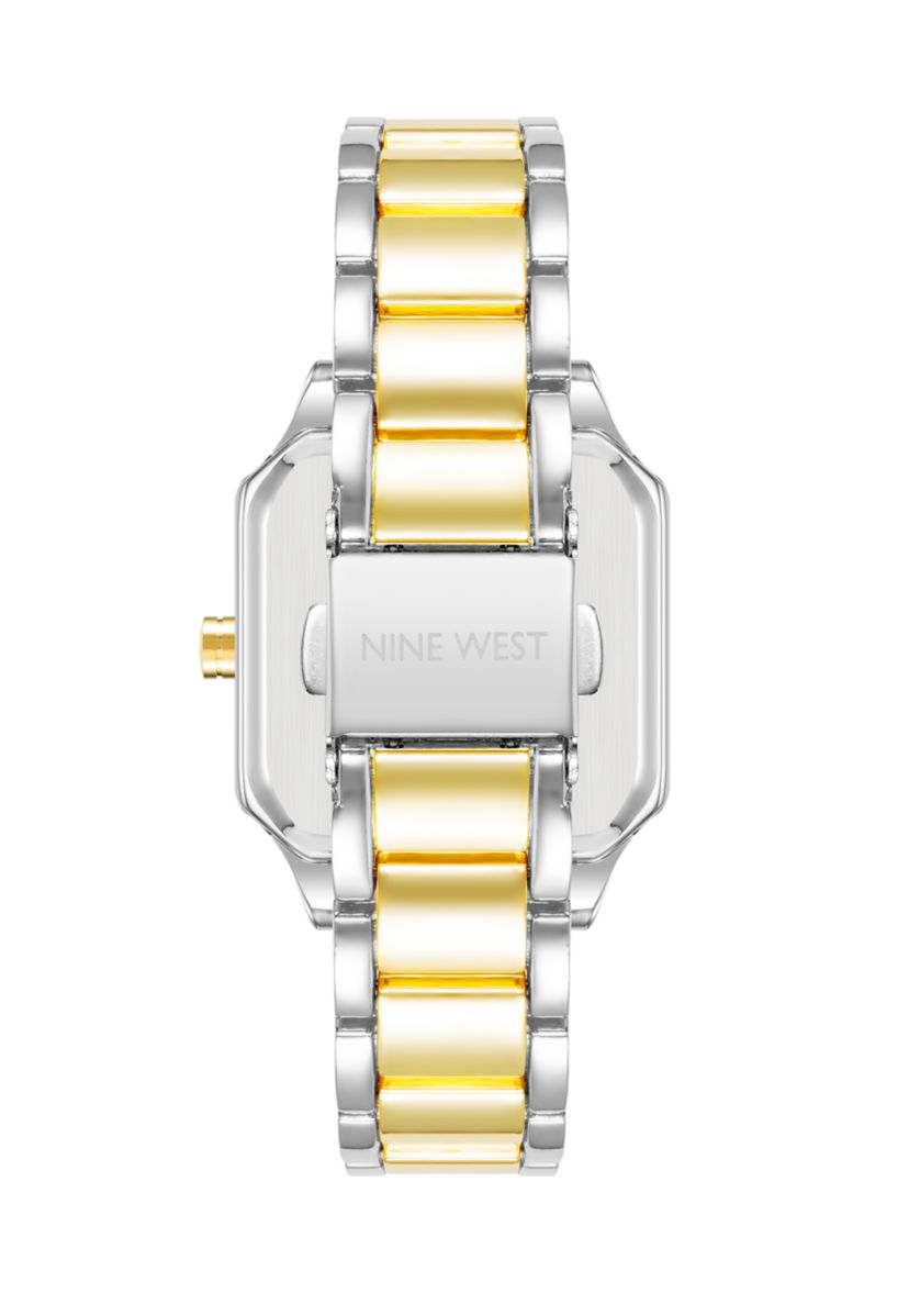 Womens Quartz Octagonal Two-Tone Alloy Link Bracelet Watch