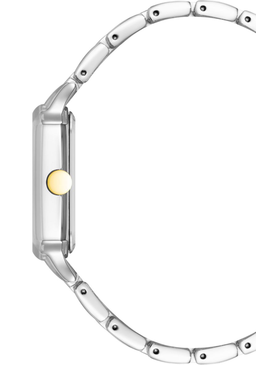 Womens Quartz Octagonal Two-Tone Alloy Link Bracelet Watch