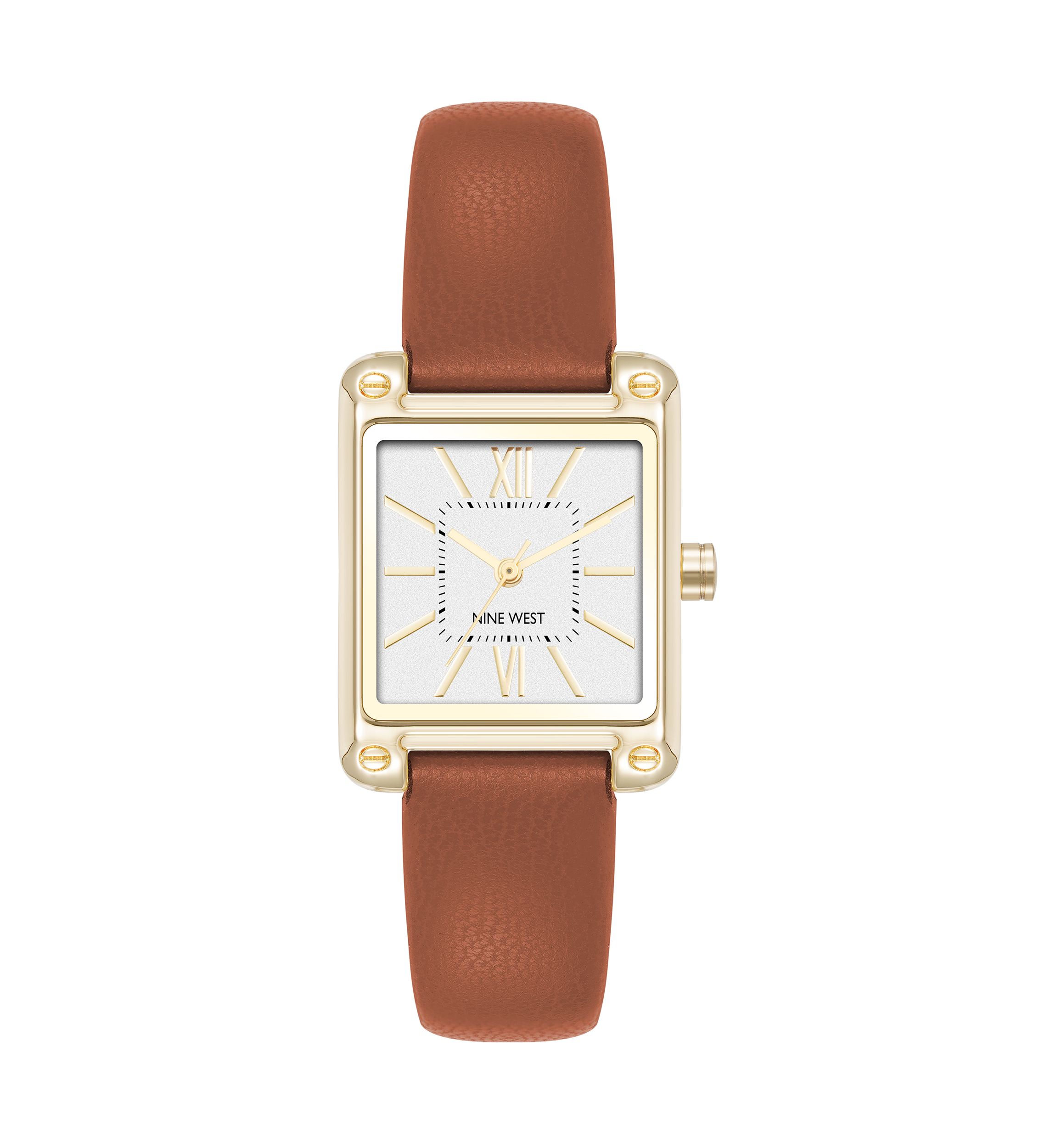 Nine West Square Honey Faux Leather Strap Watch | Belk display picture 3