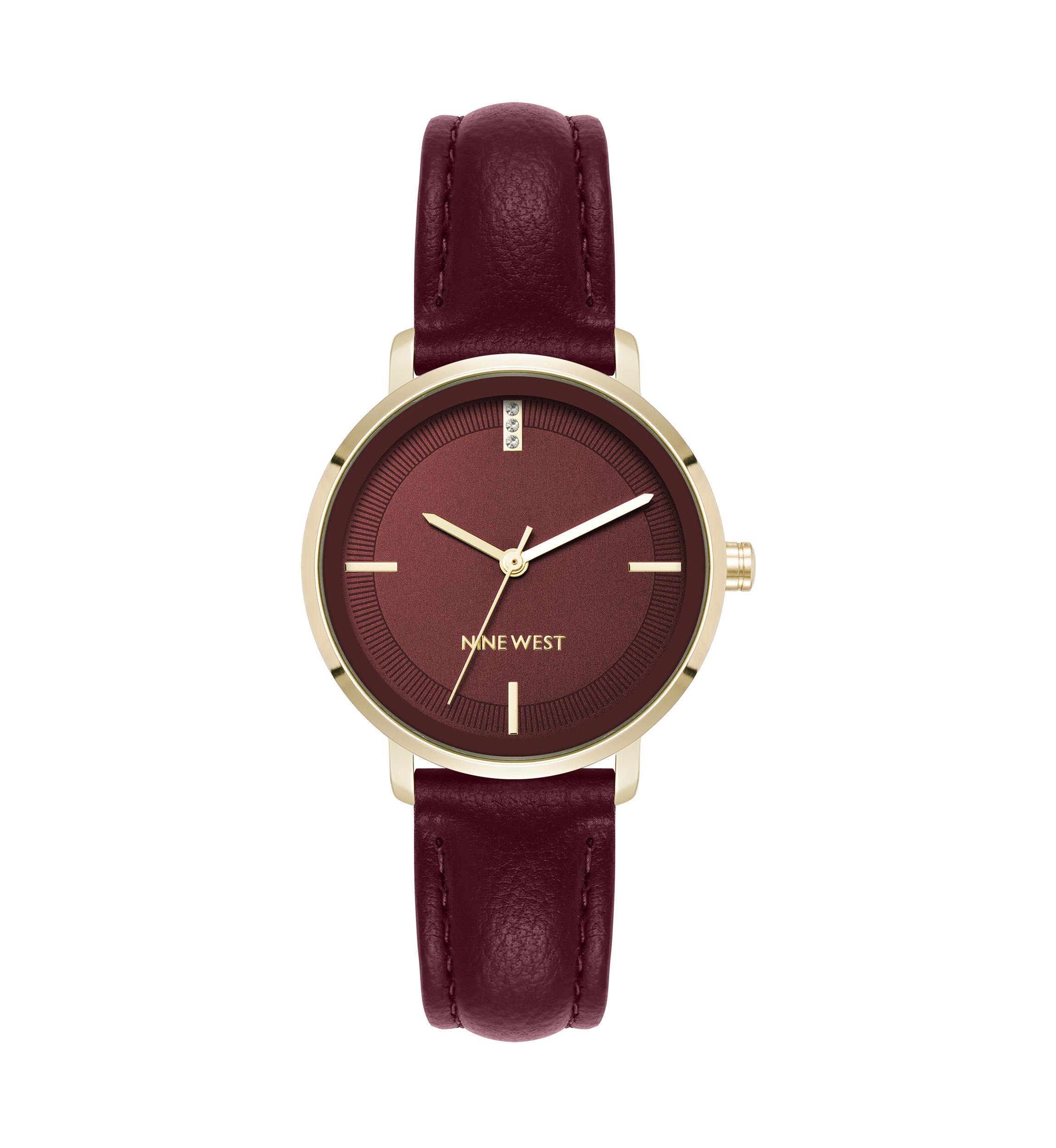 Nine West 1489 Women\'s Metallic Leather Strap Watch Stainless Steel Back Nine West Womens Round Strap Watch – ShopCGX main image 3