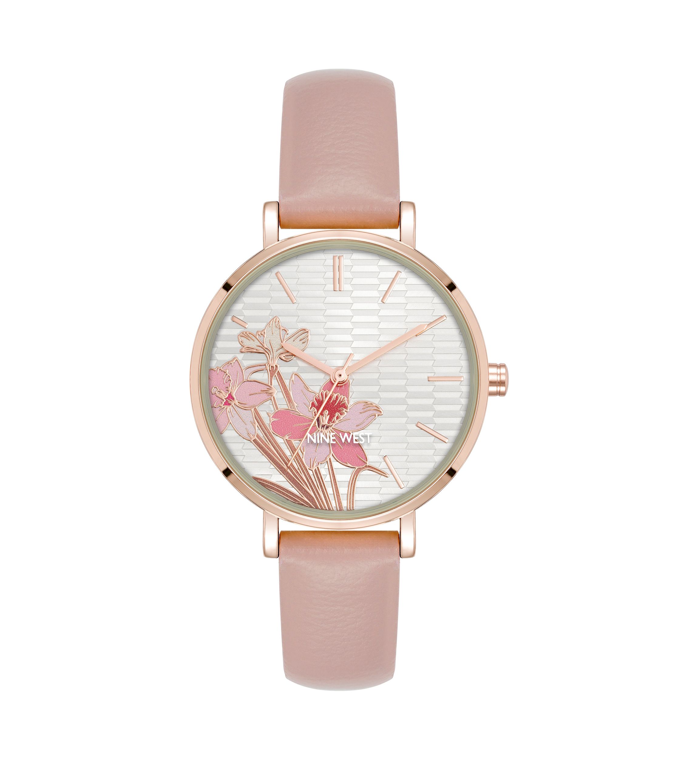 Quartz Modern Polyurethane Leather with Floral Dial Watch