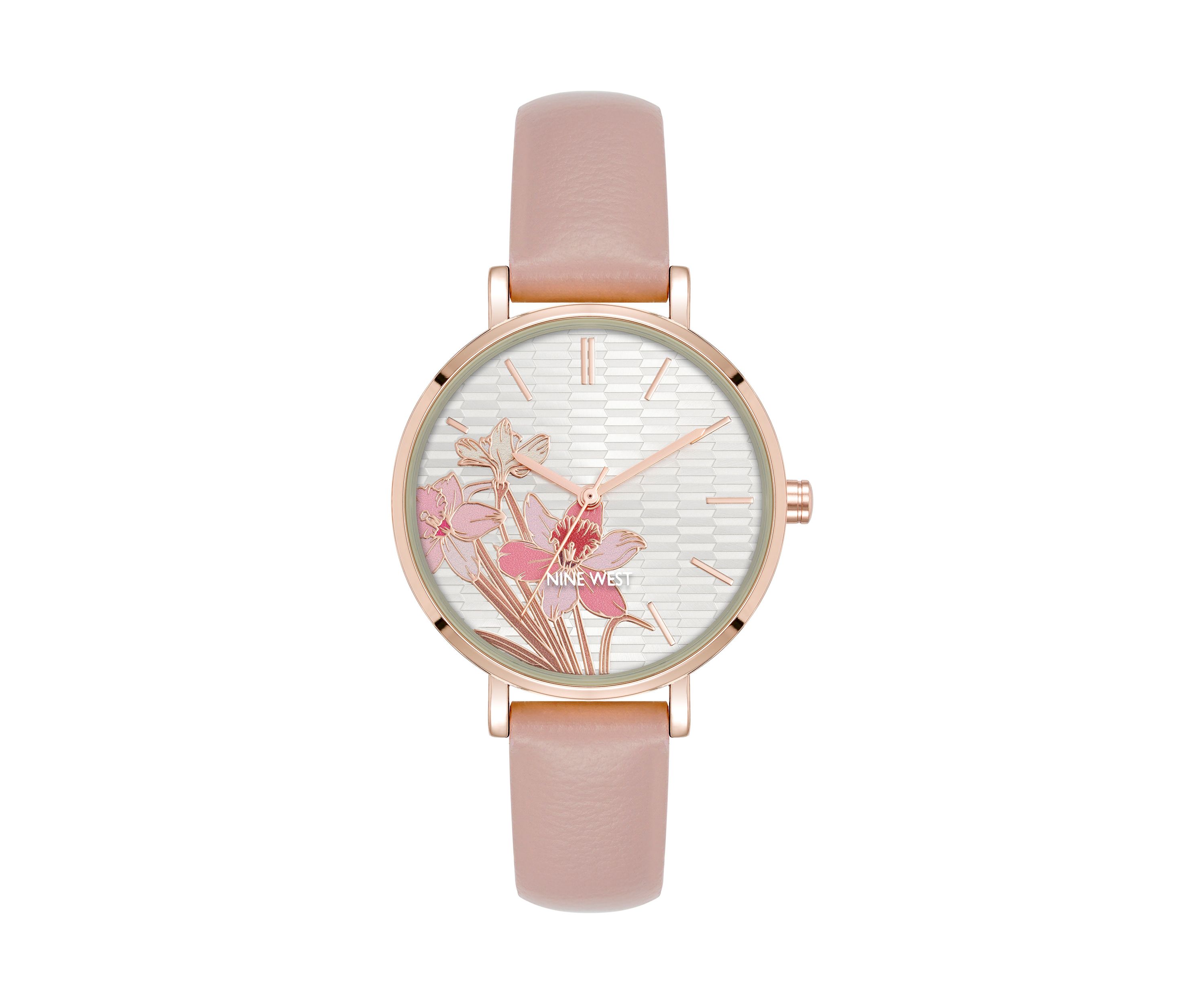 Quartz Modern Polyurethane Leather with Floral Dial Watch