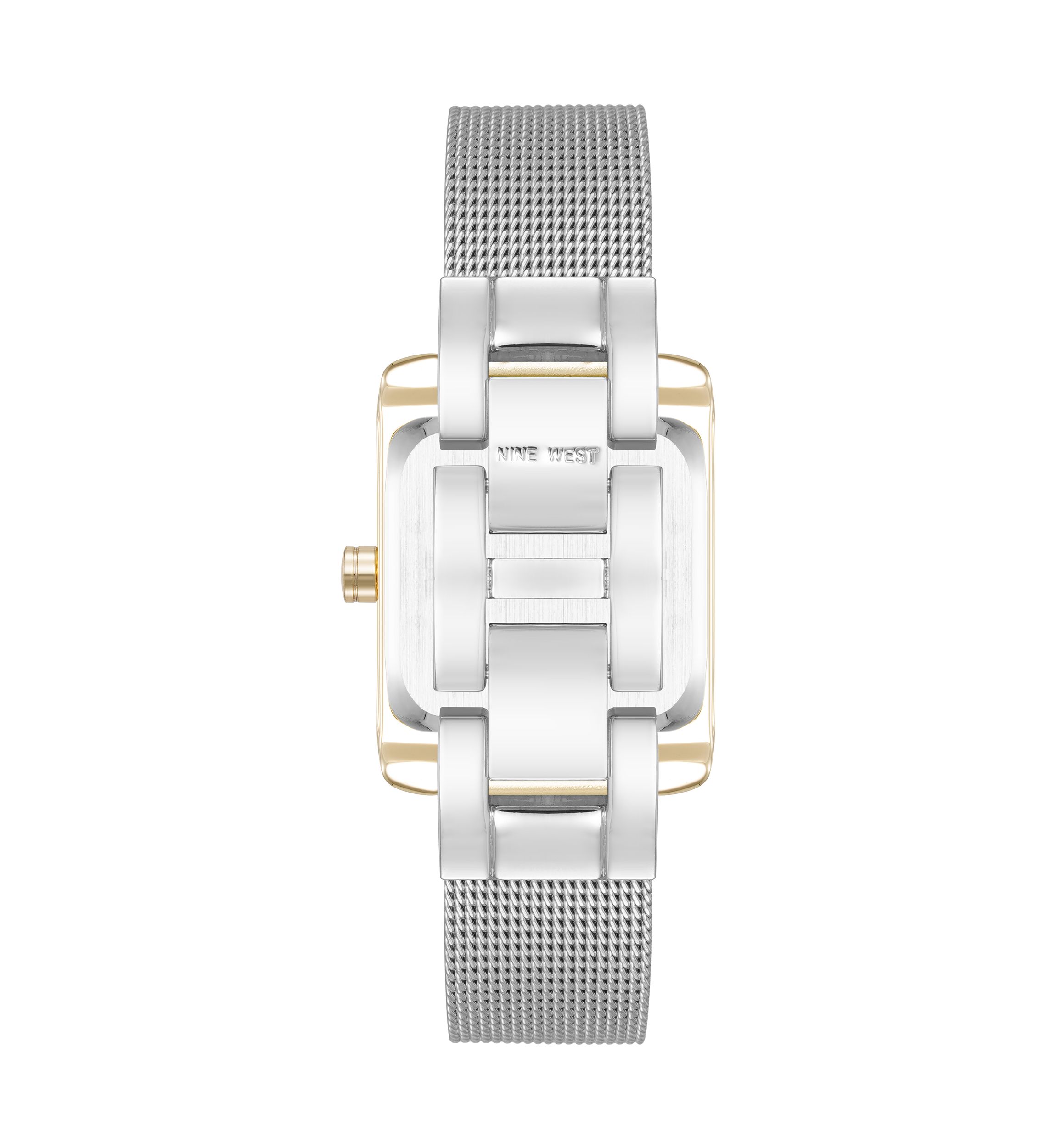 Quartz Contemporary Two Tone Stainless Steel Mesh Bracelet Watch