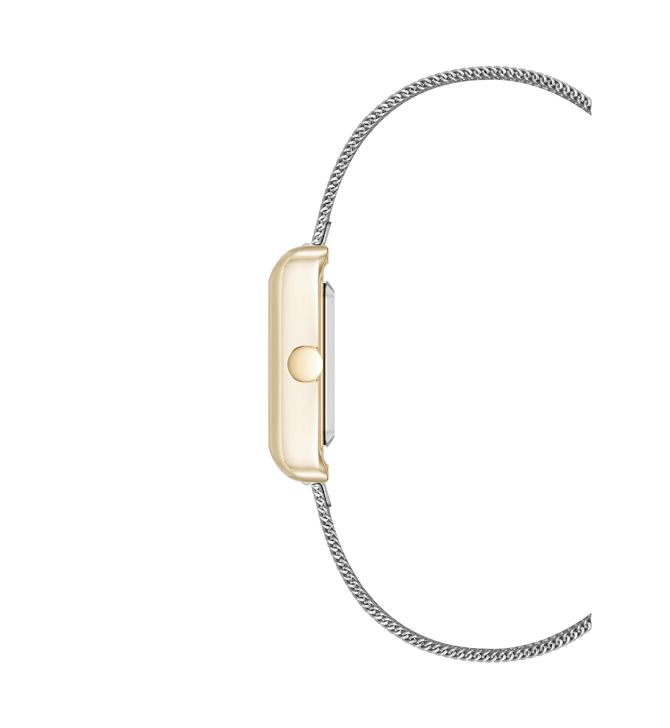 Quartz Contemporary Two Tone Stainless Steel Mesh Bracelet Watch