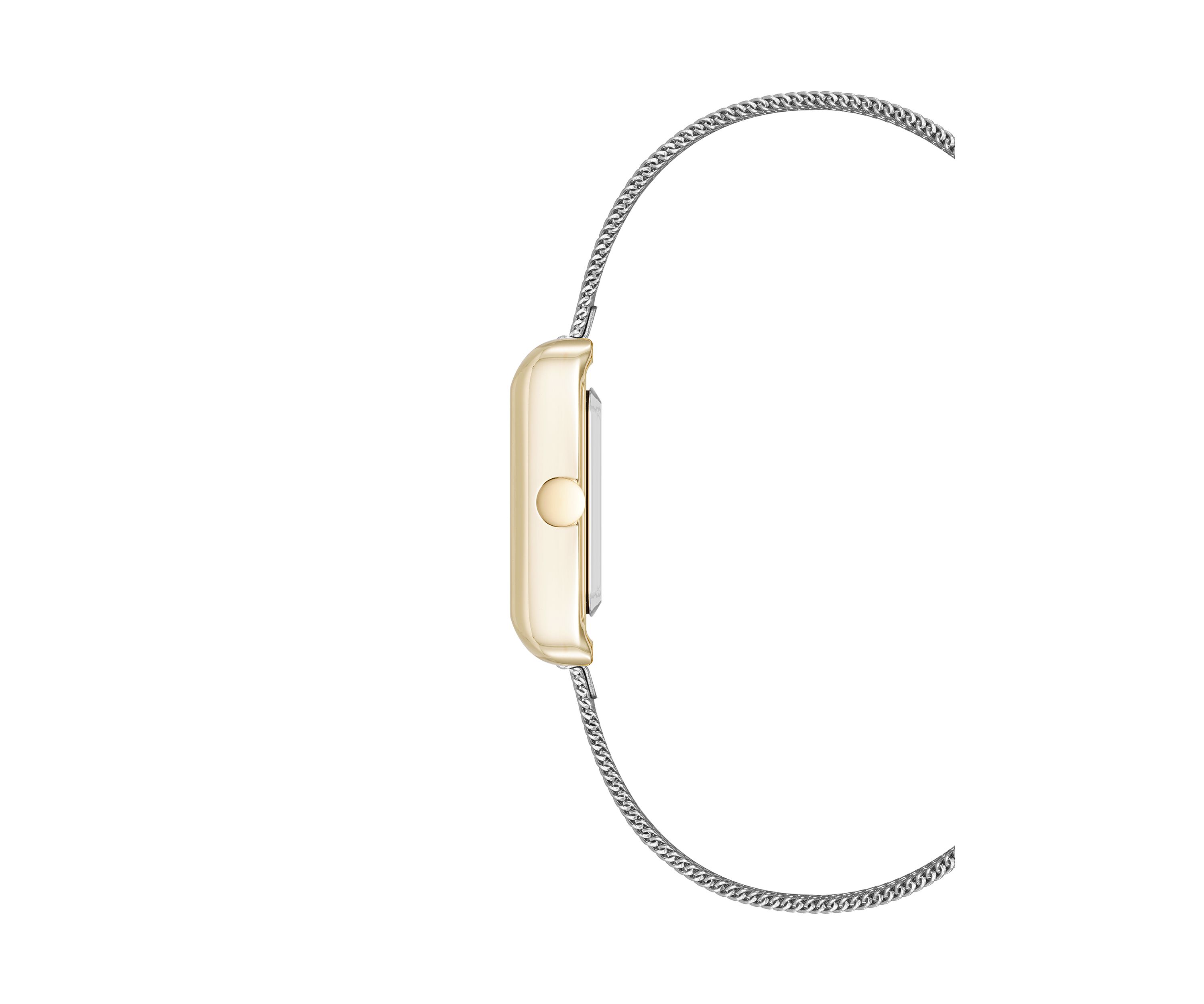 Quartz Contemporary Two Tone Stainless Steel Mesh Bracelet Watch
