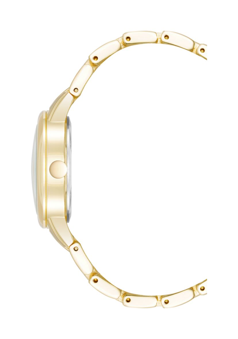 Quartz Gold-Tone Alloy Metal Link Bracelet Watch