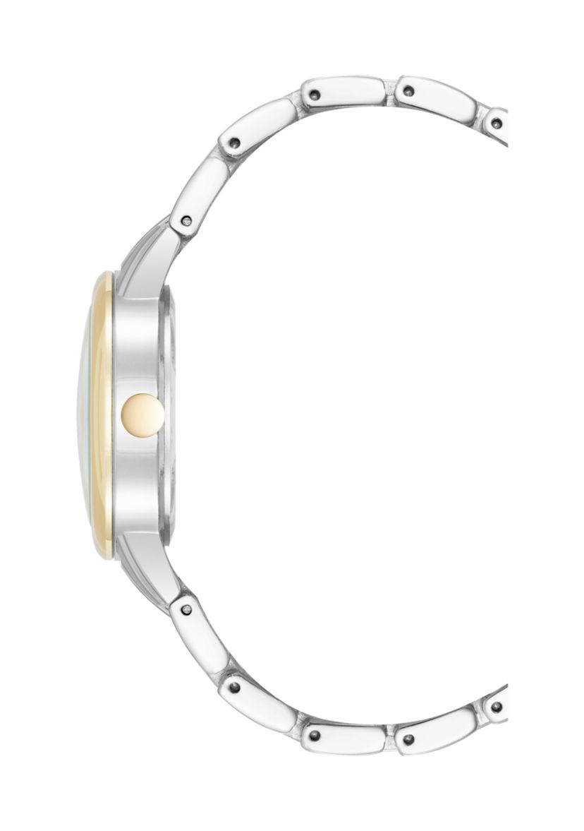 Quartz Two-Tone Alloy Metal Link Bracelet Watch