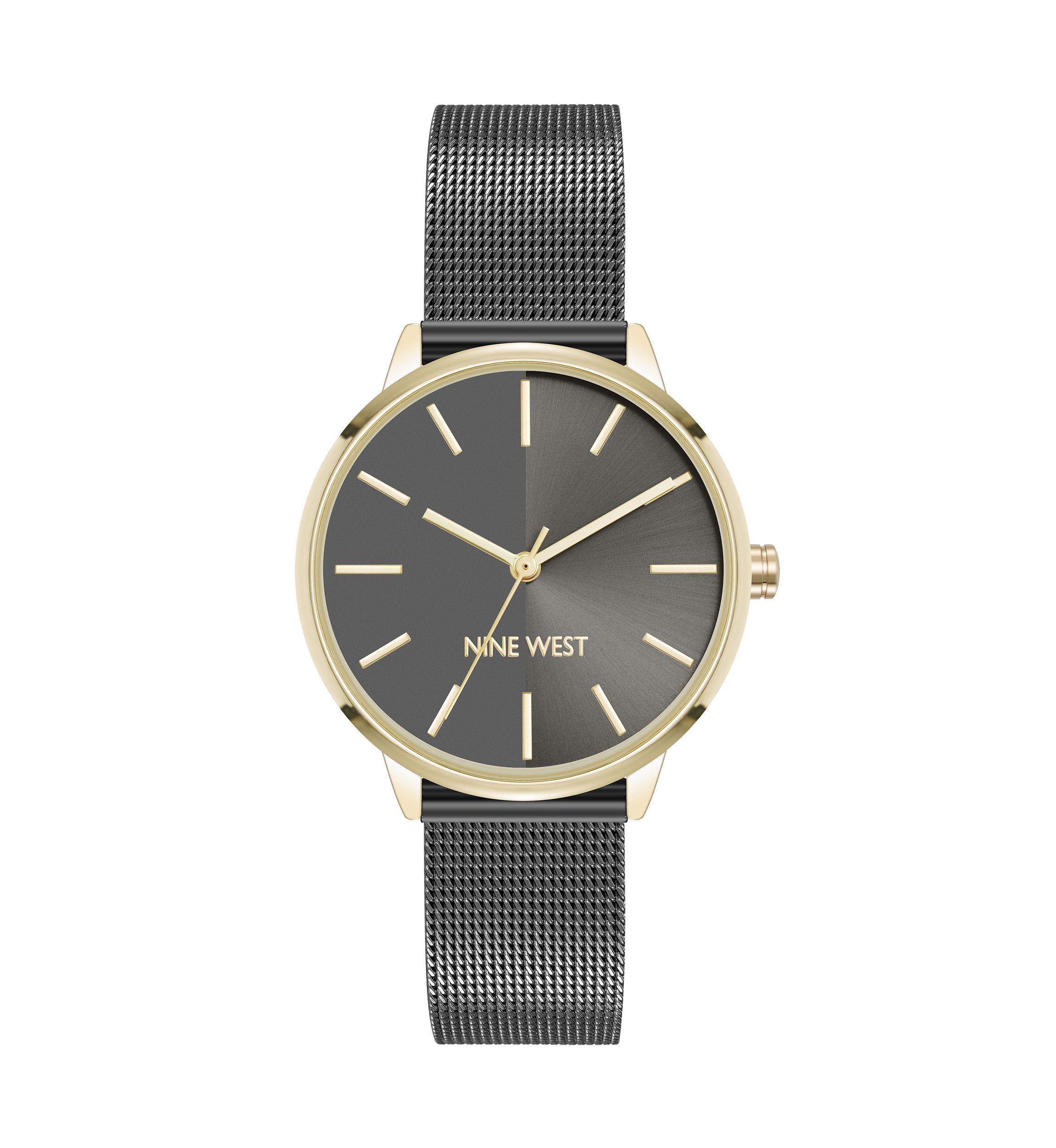 Quartz Dark Grey Stainless Steel Mesh Bracelet Watch