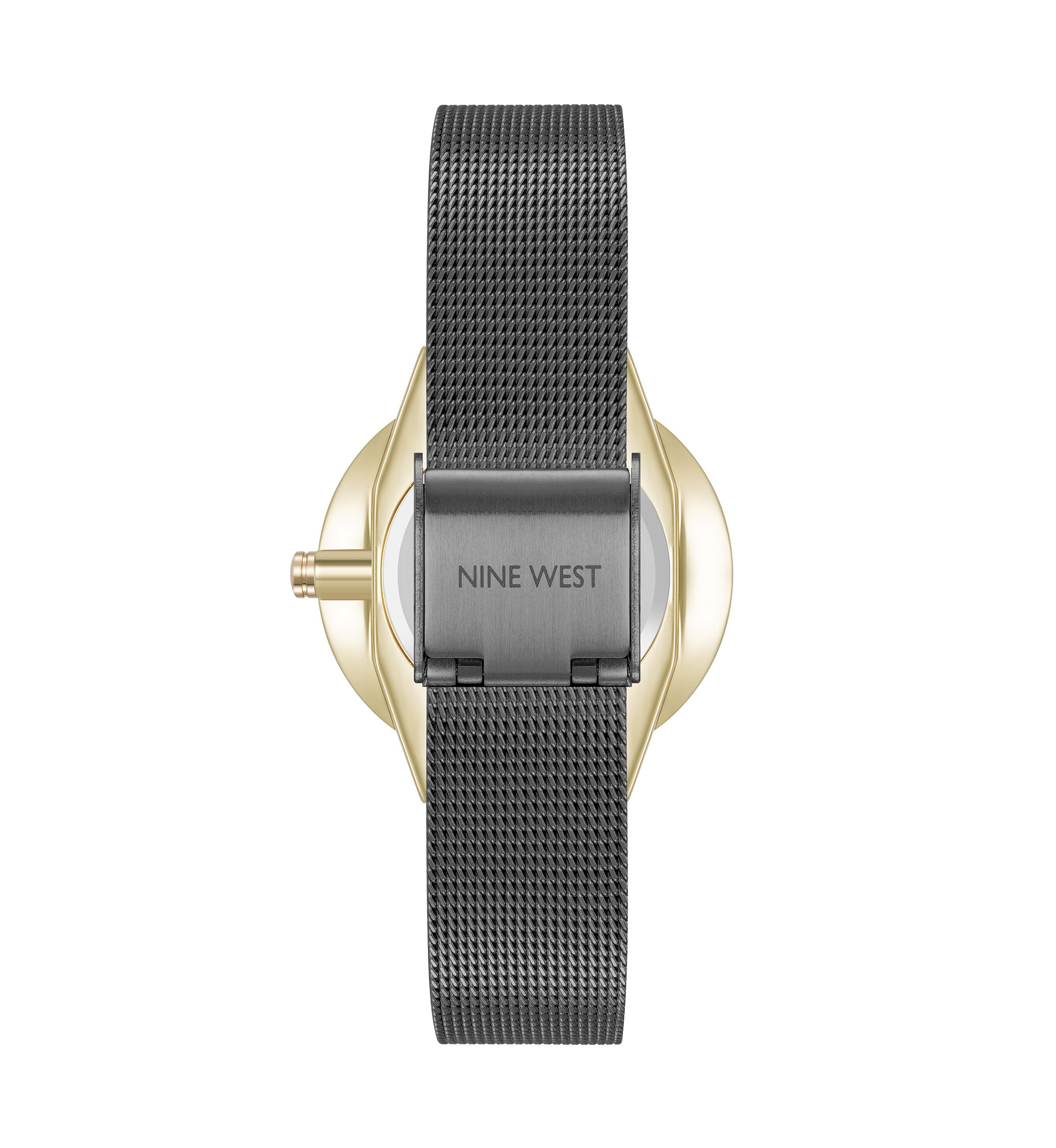 Quartz Dark Grey Stainless Steel Mesh Bracelet Watch
