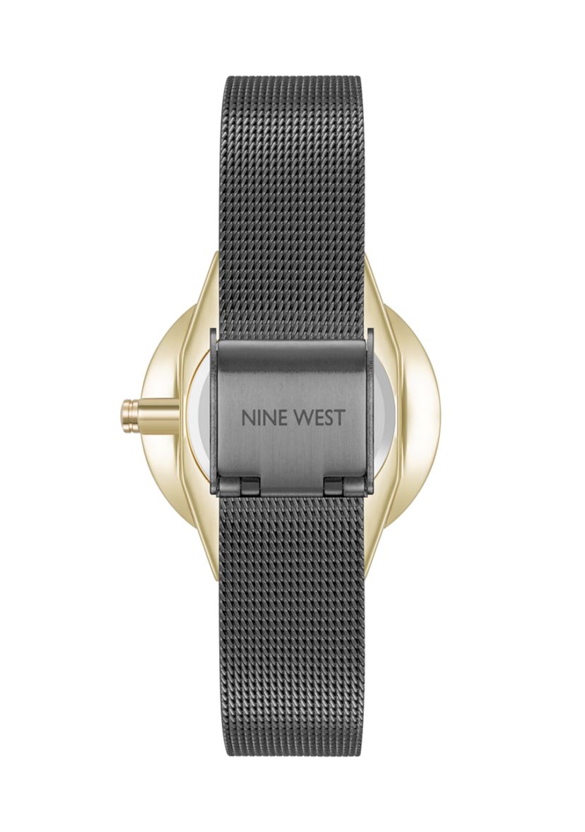 Quartz Dark Grey Stainless Steel Mesh Bracelet Watch