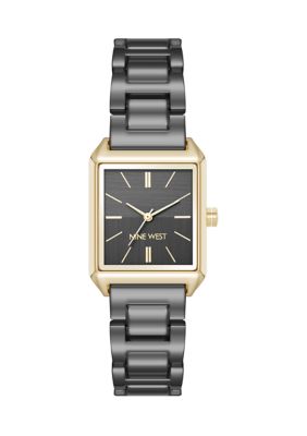 Nine West Quartz Rectangular Grey and Gold-Tone Metal Alloy  display picture 2