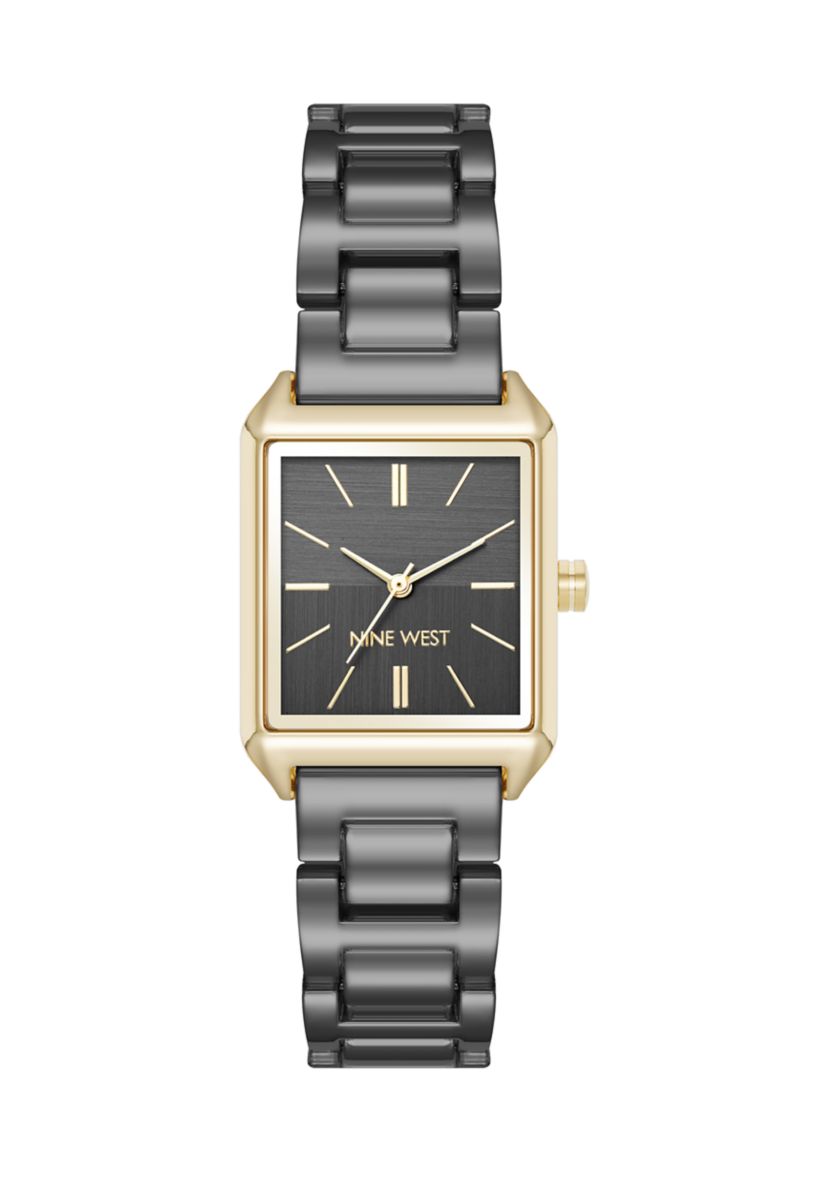 Nine West Quartz Rectangular Grey and Gold-Tone Metal Alloy  display picture 2