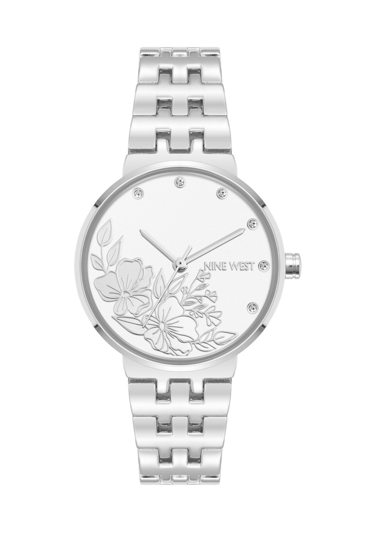 Quartz Metal Alloy Embossed Floral Dial Watch