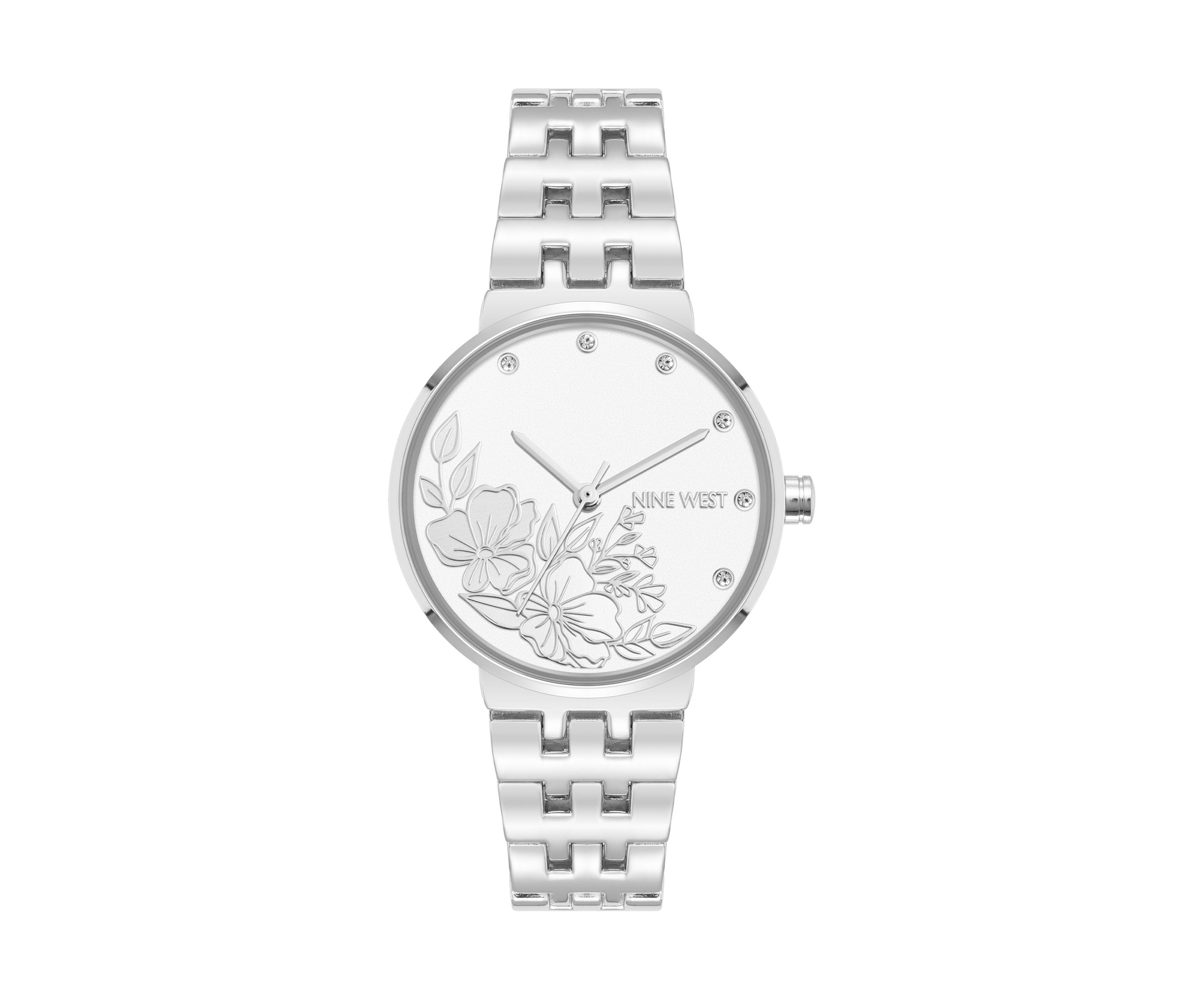 Quartz Metal Alloy Embossed Floral Dial Watch