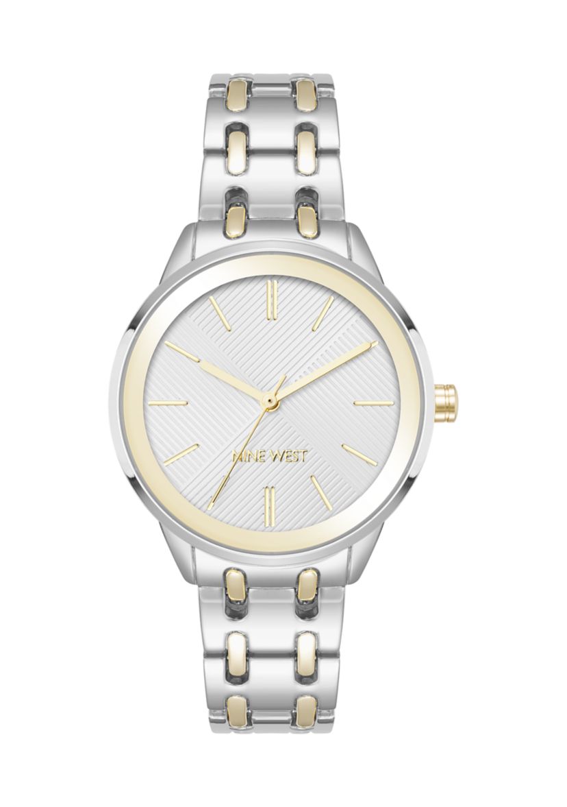Quartz Silver and Two Tone Metal Alloy Bracelet Watch