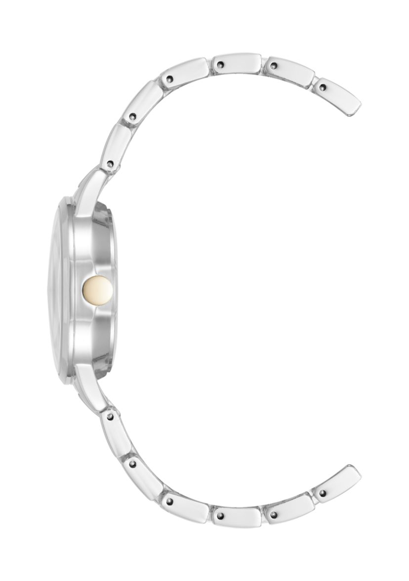 Quartz Silver and Two Tone Metal Alloy Bracelet Watch