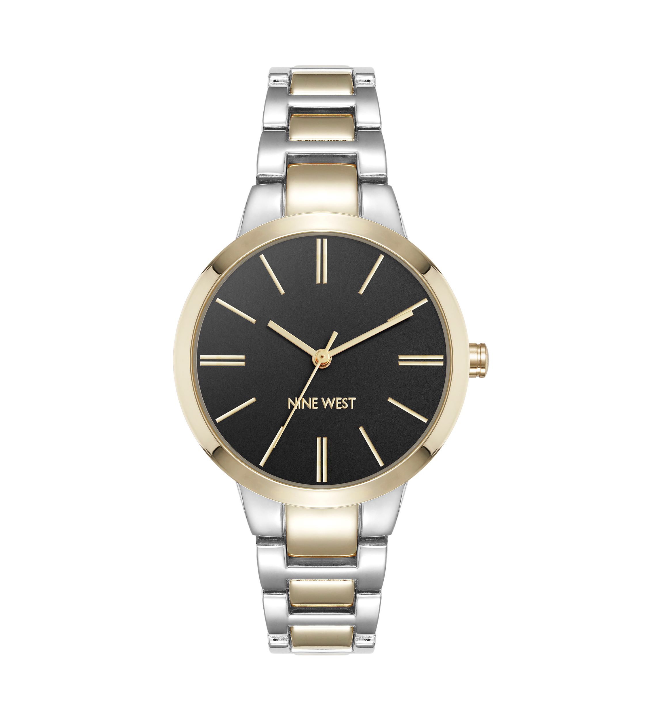 Quartz Black and Two Tone Metal Alloy Bracelet Watch