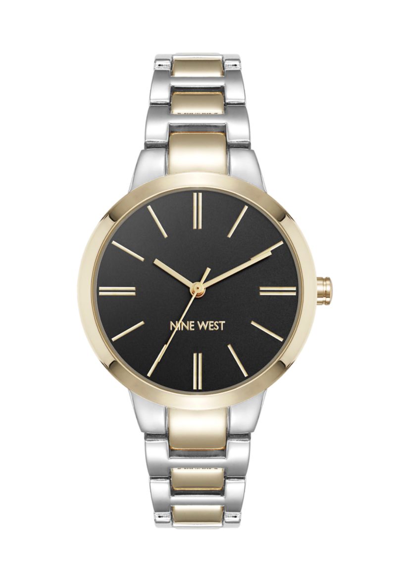 Quartz Black and Two Tone Metal Alloy Bracelet Watch