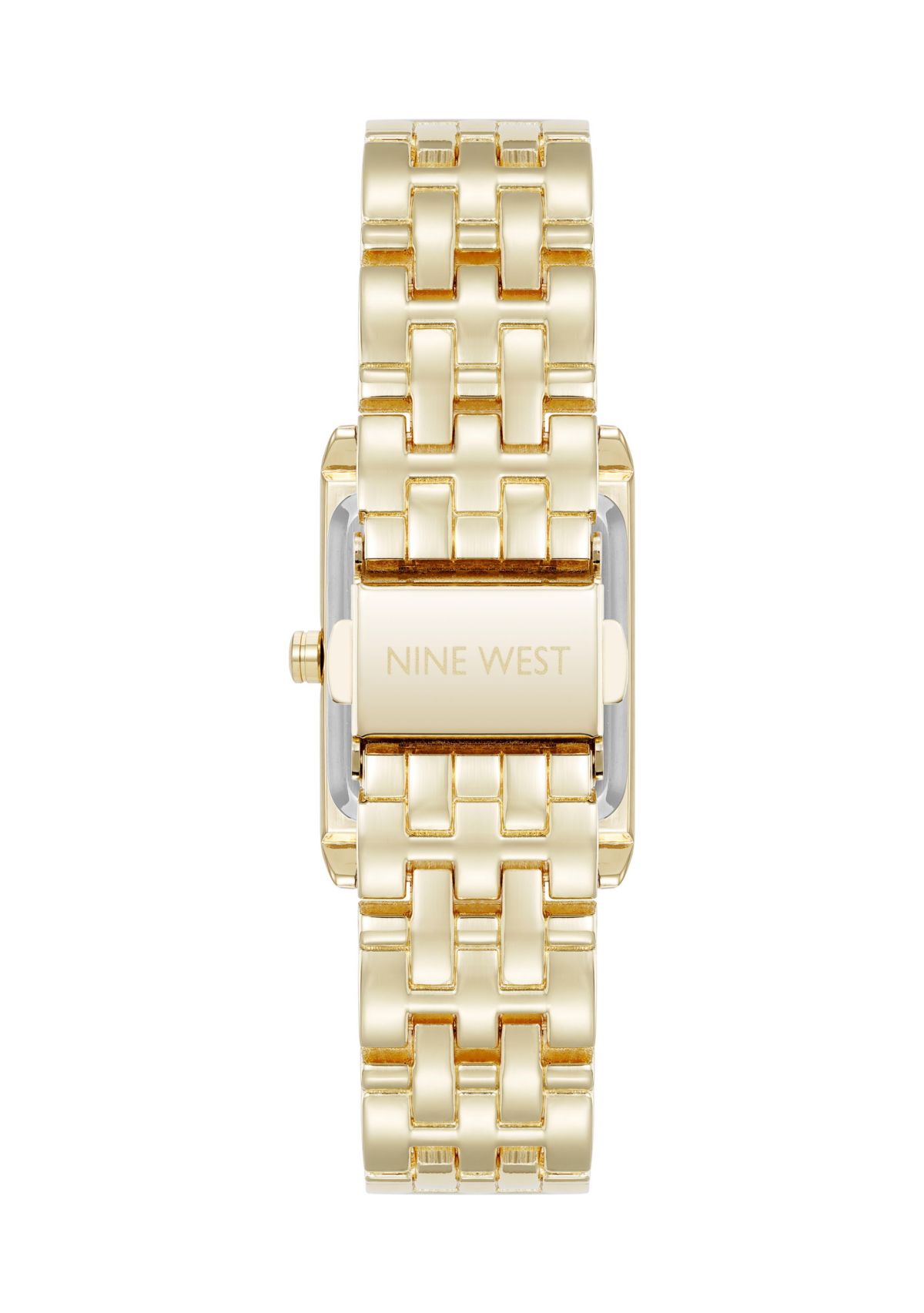 Quartz Rectangular White and Gold Tone Metal Alloy Watch