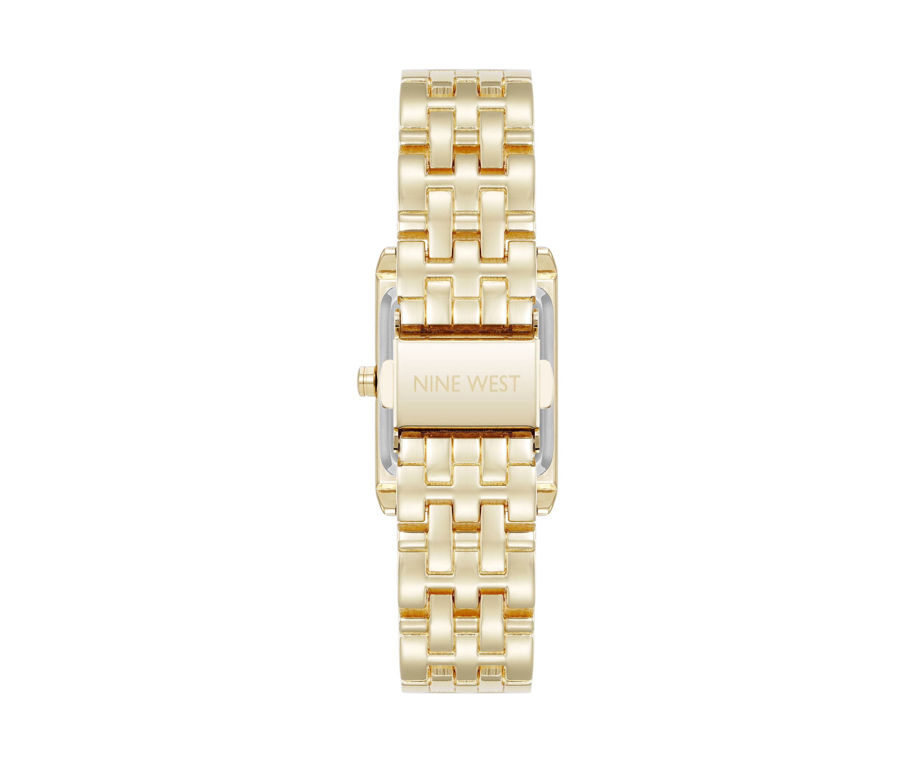 Quartz Rectangular White and Gold Tone Metal Alloy Watch