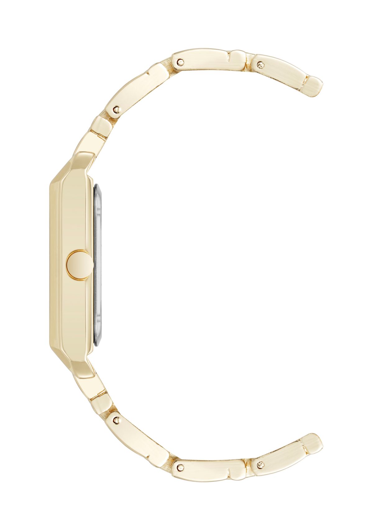 Quartz Rectangular White and Gold Tone Metal Alloy Watch