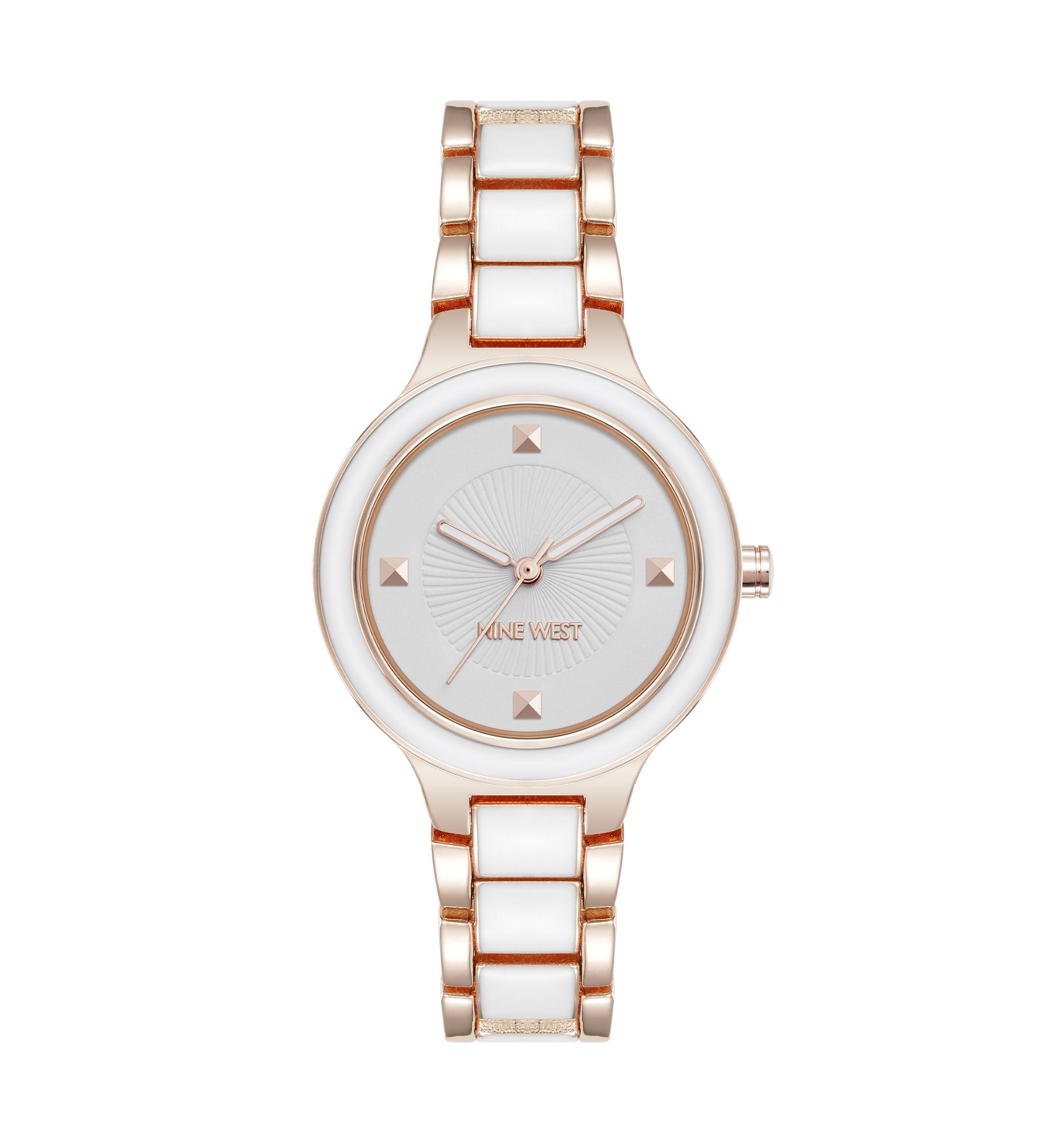Quartz Round Enamel and Metal Alloy Watch