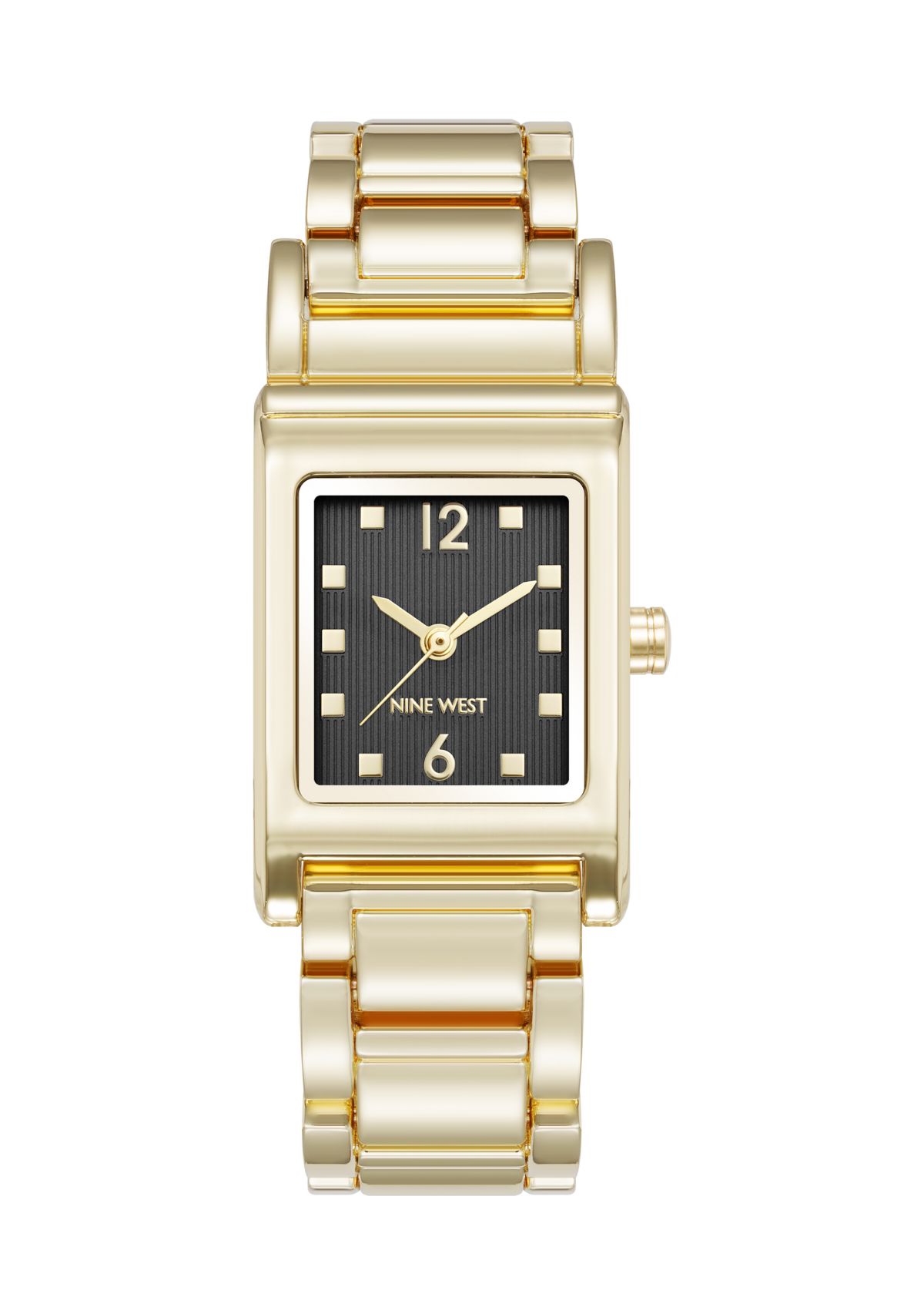 Quartz Everyday Rectangular Black and Gold Tone Metal Alloy Watch