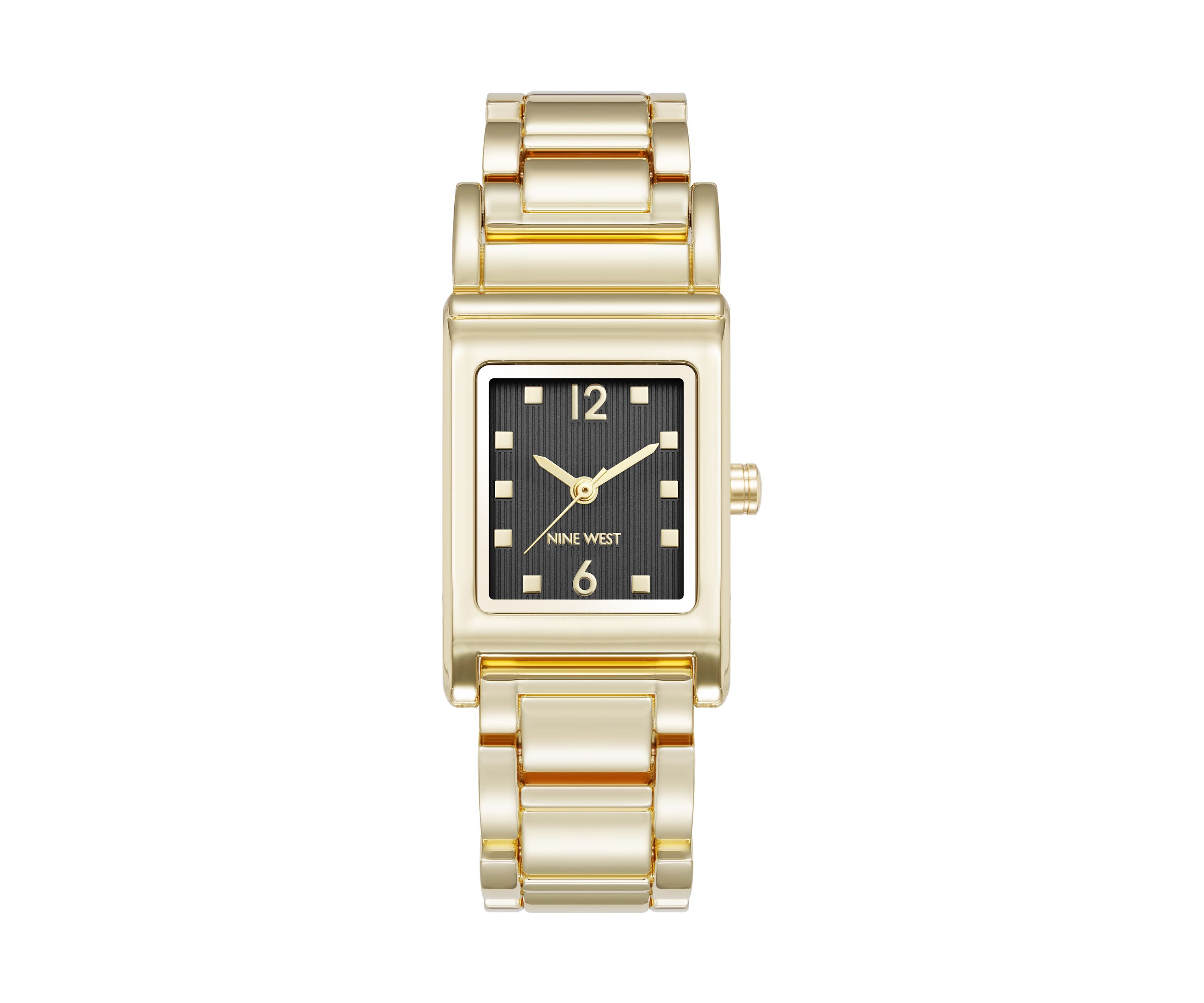 Quartz Everyday Rectangular Black and Gold Tone Metal Alloy Watch