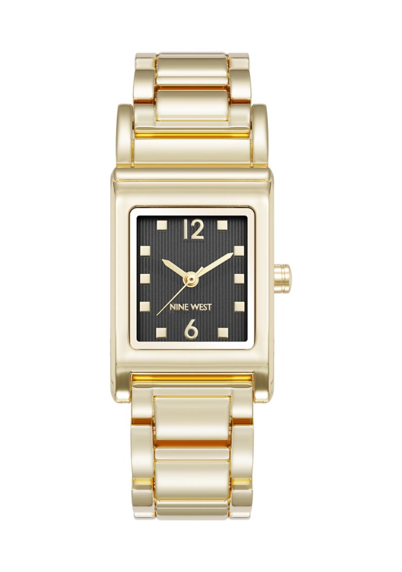 Quartz Everyday Rectangular Black and Gold Tone Metal Alloy Watch