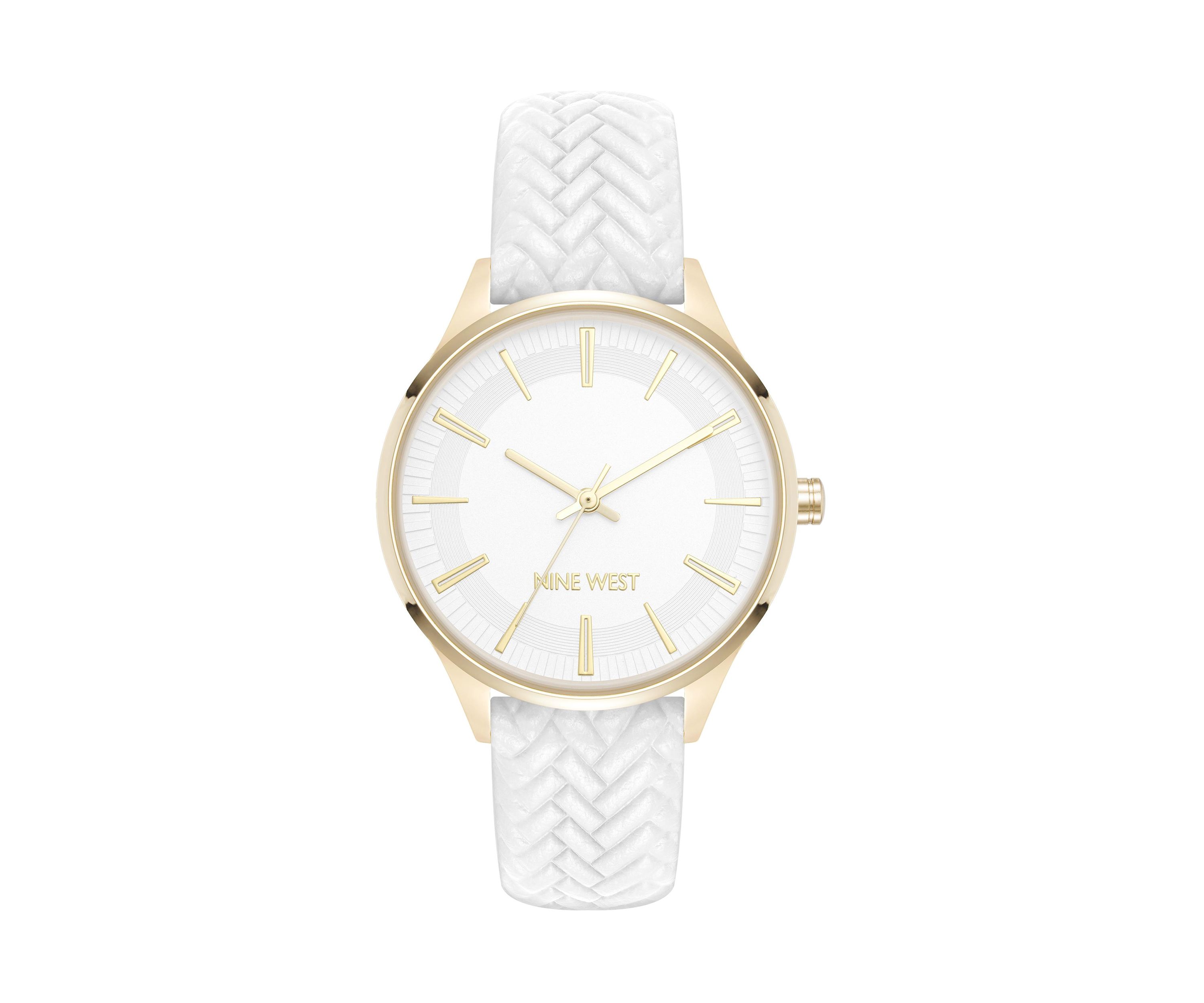 Quartz Boyfriend Gold Tone and Polyurethane Leather Band Watch