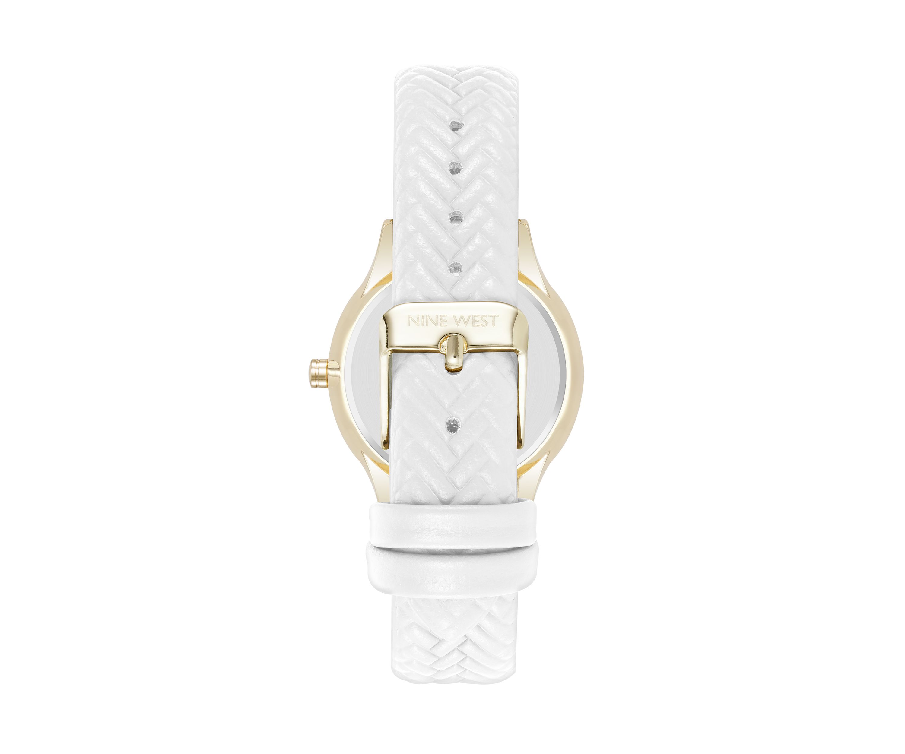 Quartz Boyfriend Gold Tone and Polyurethane Leather Band Watch