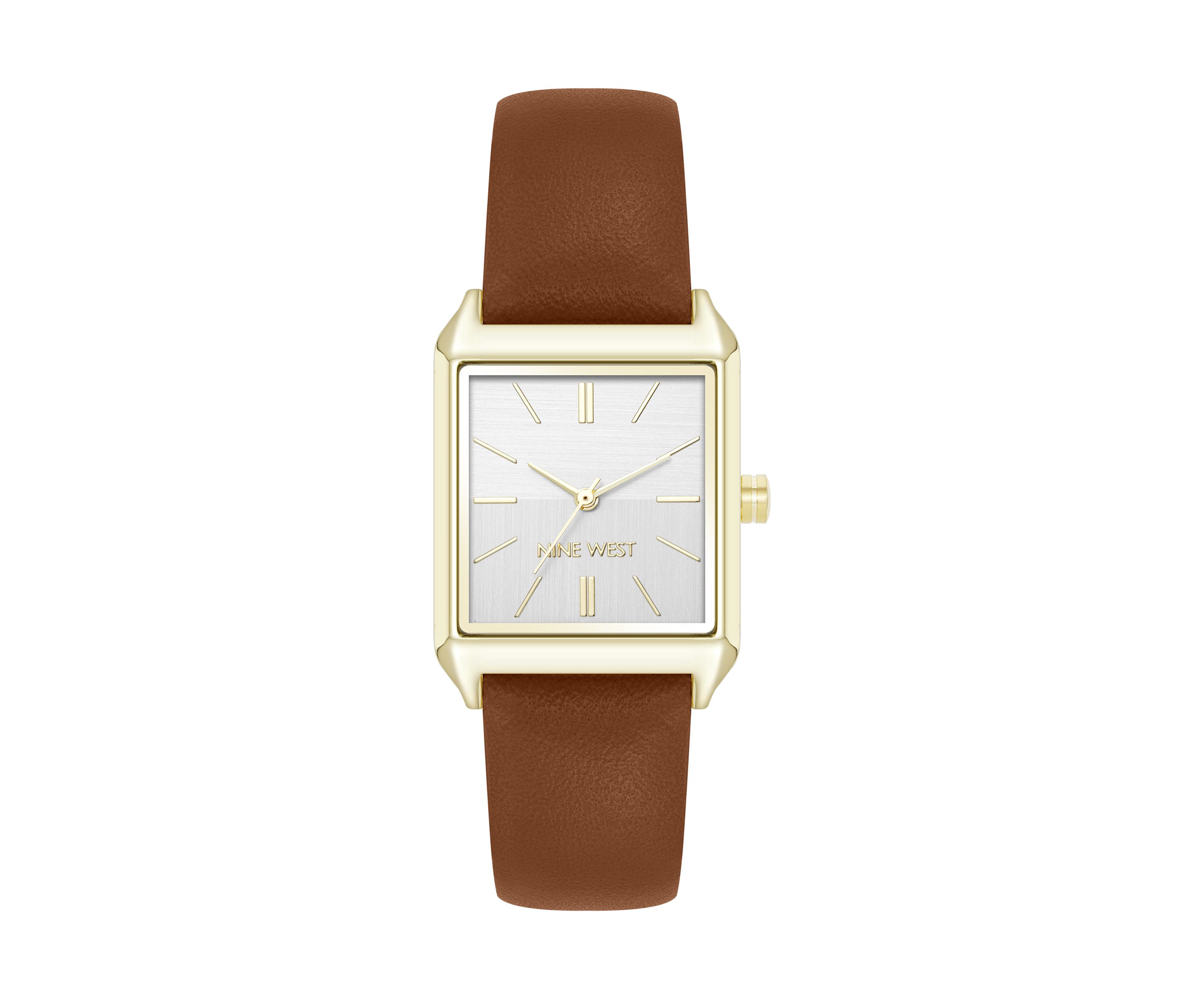 Quartz Rectangular Metal and PU Leather Band Watch