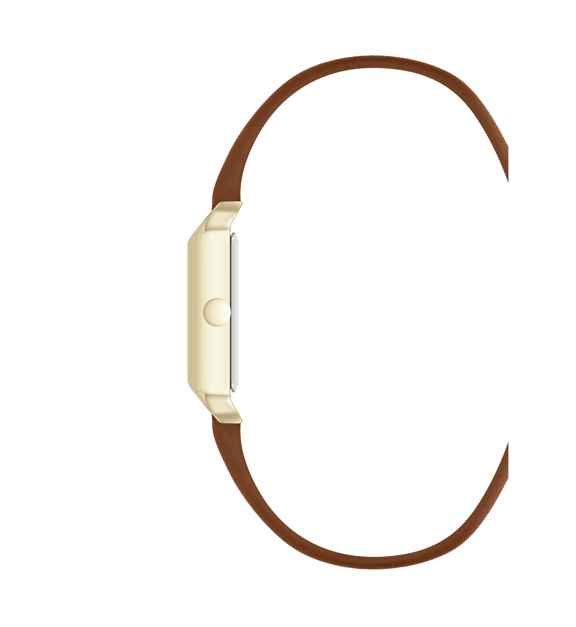 Quartz Rectangular Metal and PU Leather Band Watch