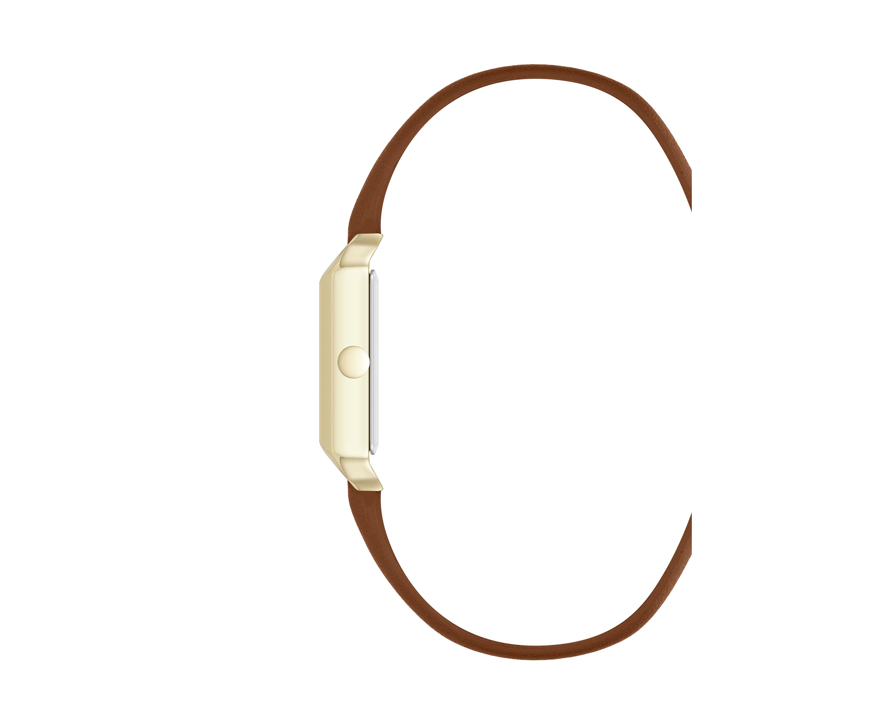 Quartz Rectangular Metal and PU Leather Band Watch