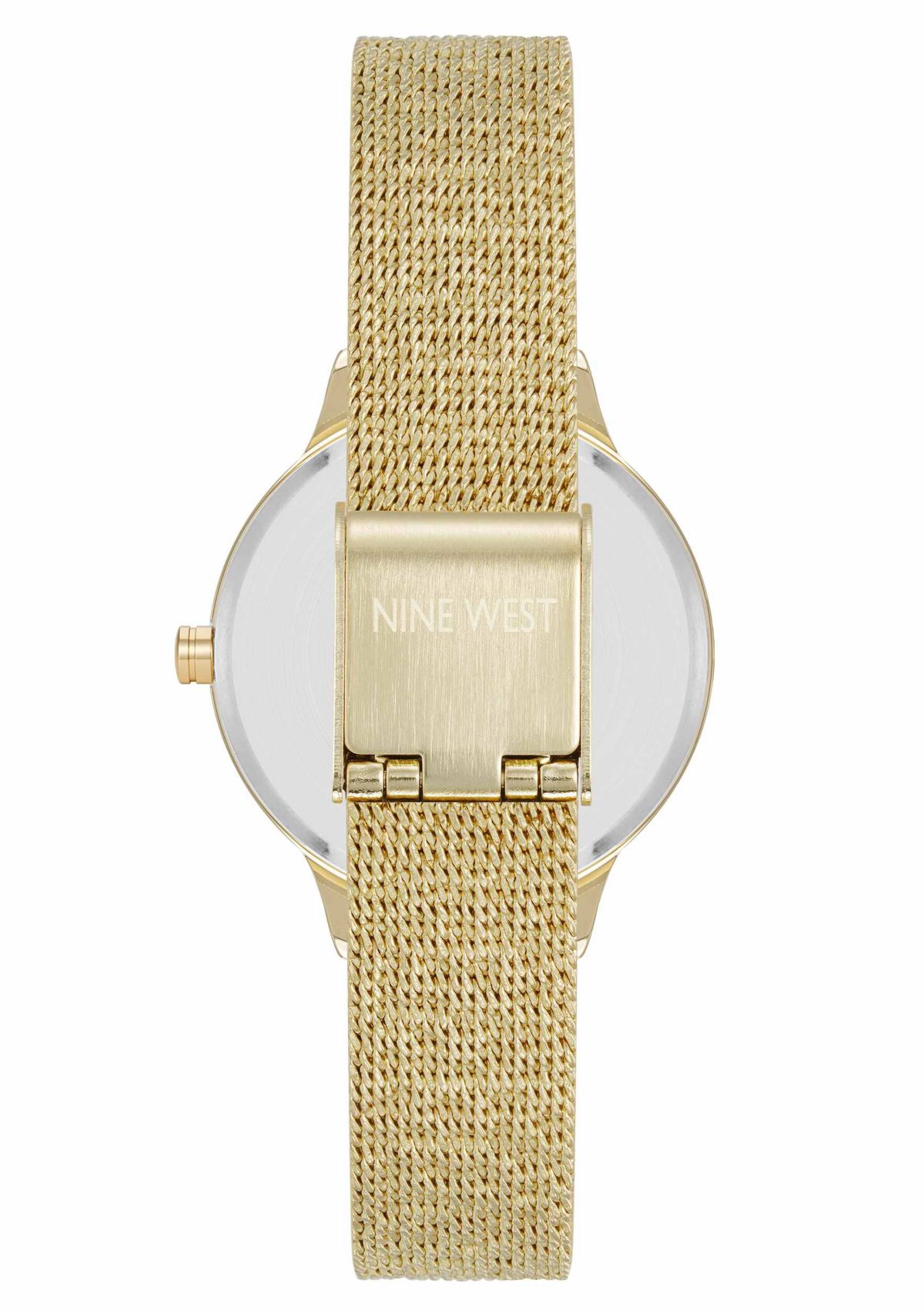 Womens Round, Gold-Tone Stainless Steel Mesh Bracelet Watch