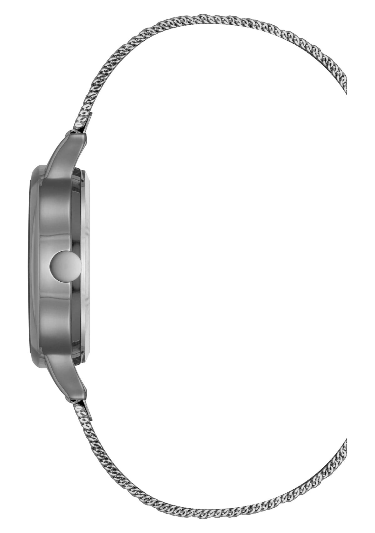 Womens Round, Dark Gray Stainless Steel Mesh Bracelet Watch