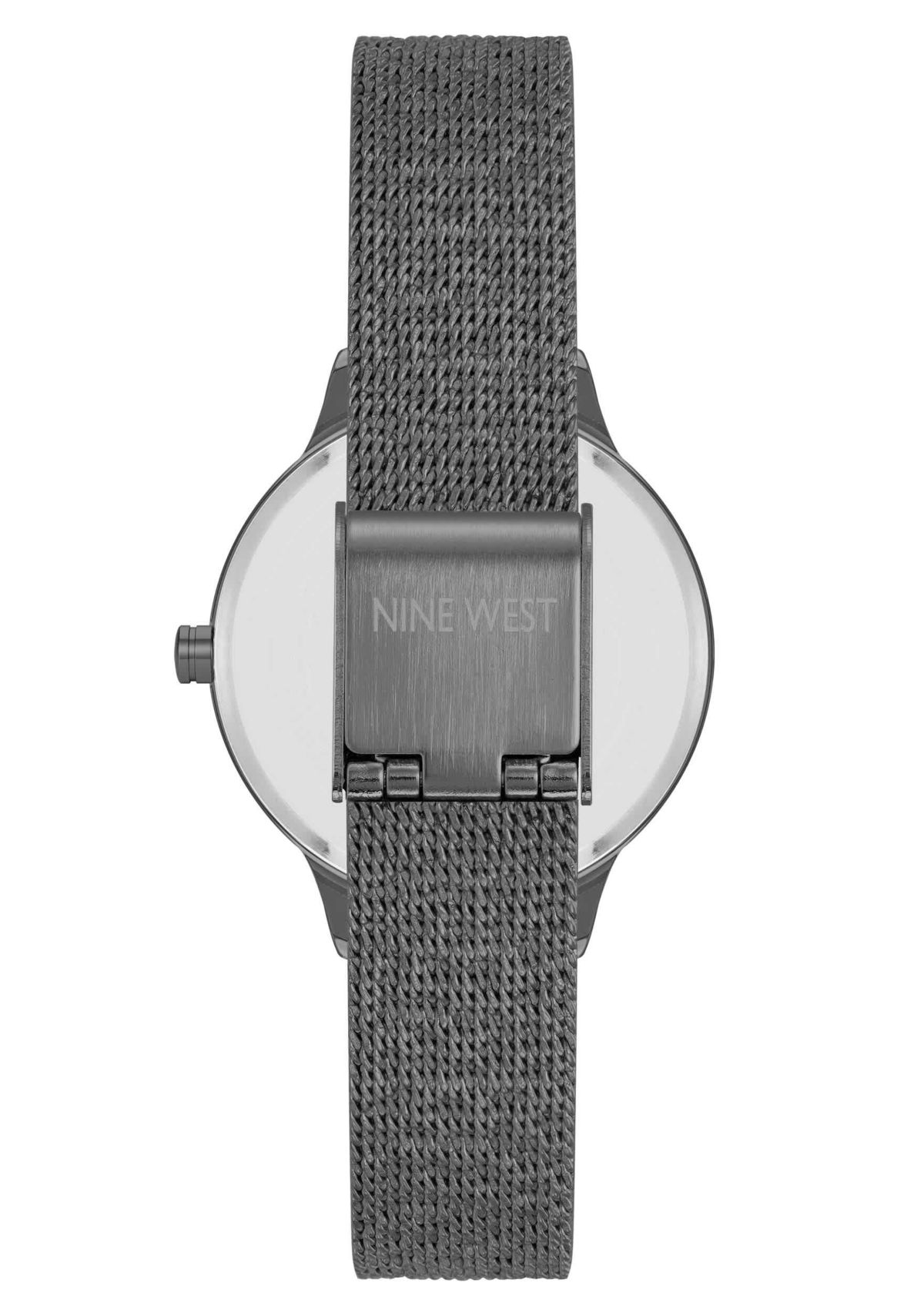 Womens Round, Dark Gray Stainless Steel Mesh Bracelet Watch