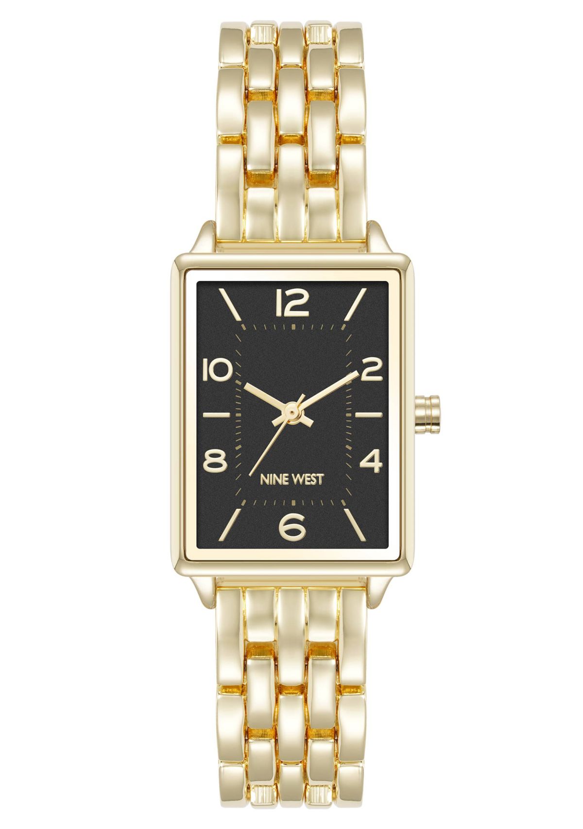 Quartz Rectangular Gold-tone Metal Alloy Link Bracelet Watch