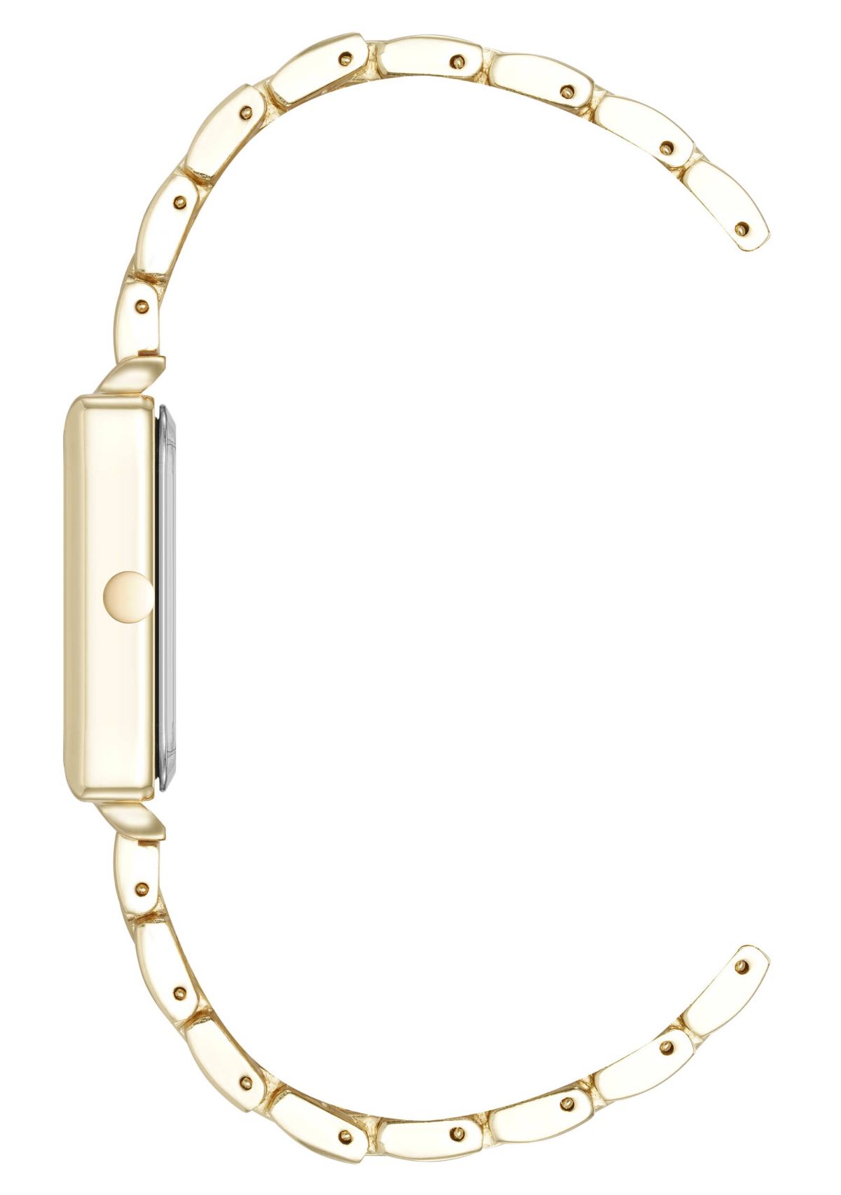 Quartz Rectangular Gold-tone Metal Alloy Link Bracelet Watch