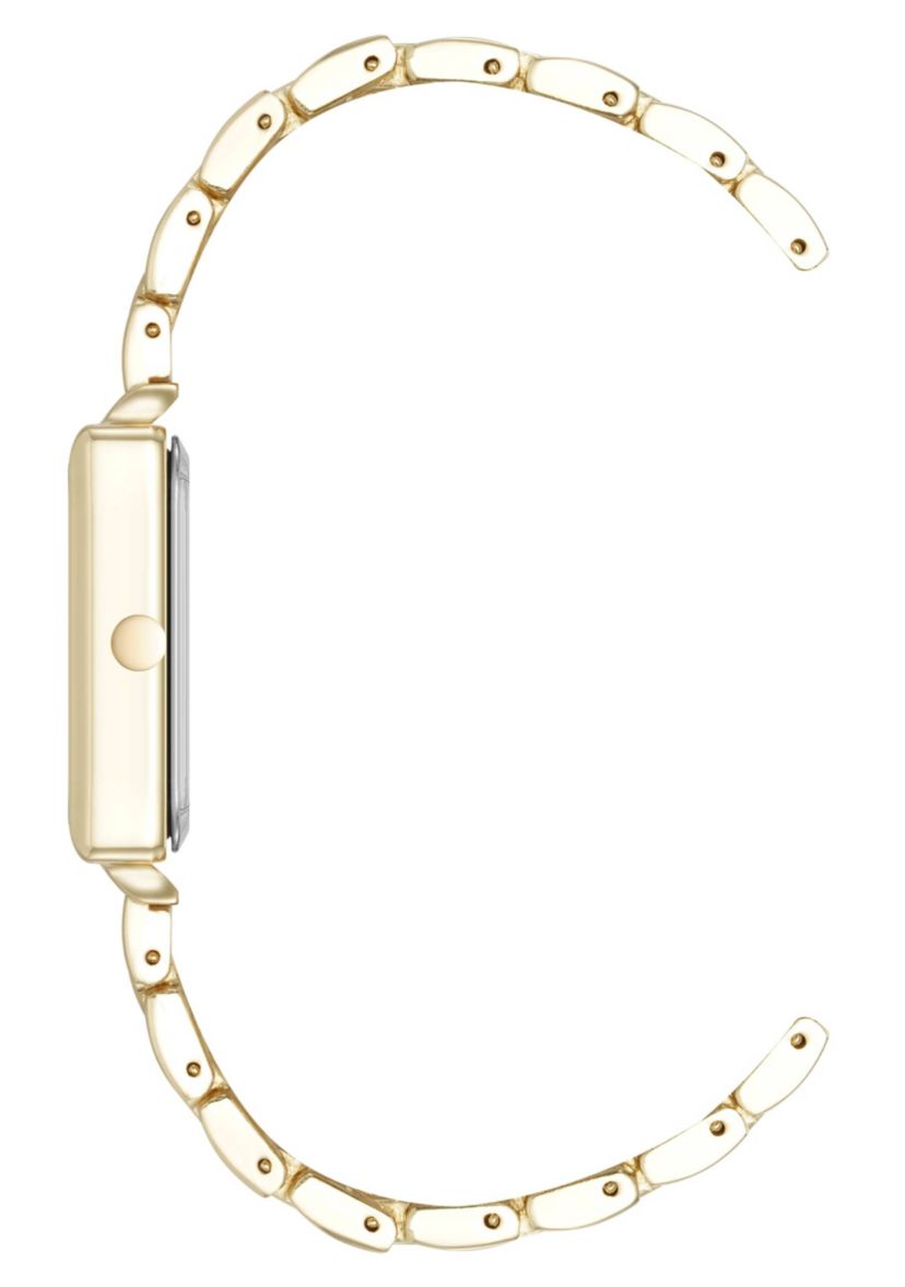 Quartz Rectangular Gold-tone Metal Alloy Link Bracelet Watch