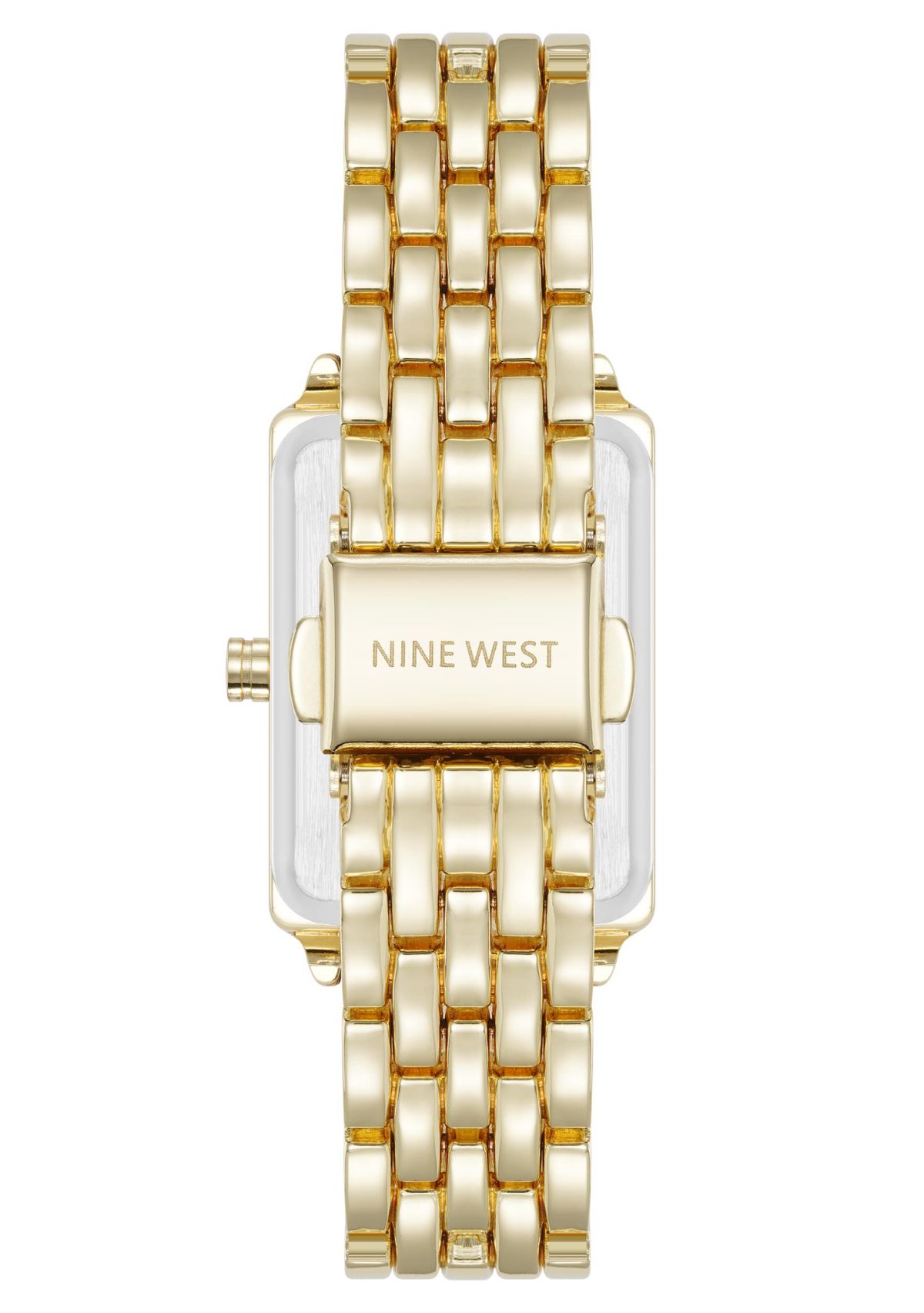 Quartz Rectangular Gold-tone Metal Alloy Link Bracelet Watch