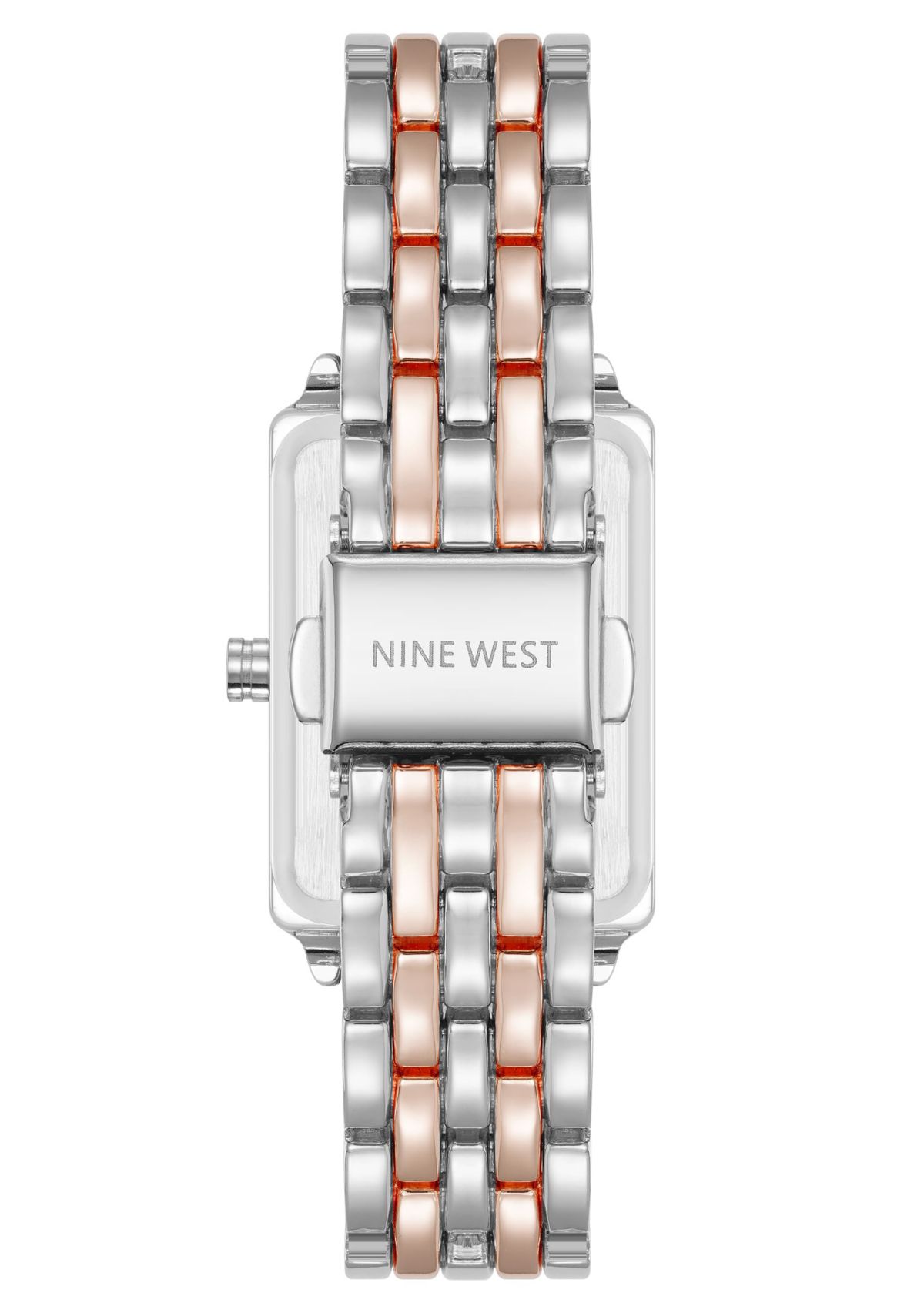 Quartz Rectangular Two-tone Metal Alloy Link Bracelet Watch