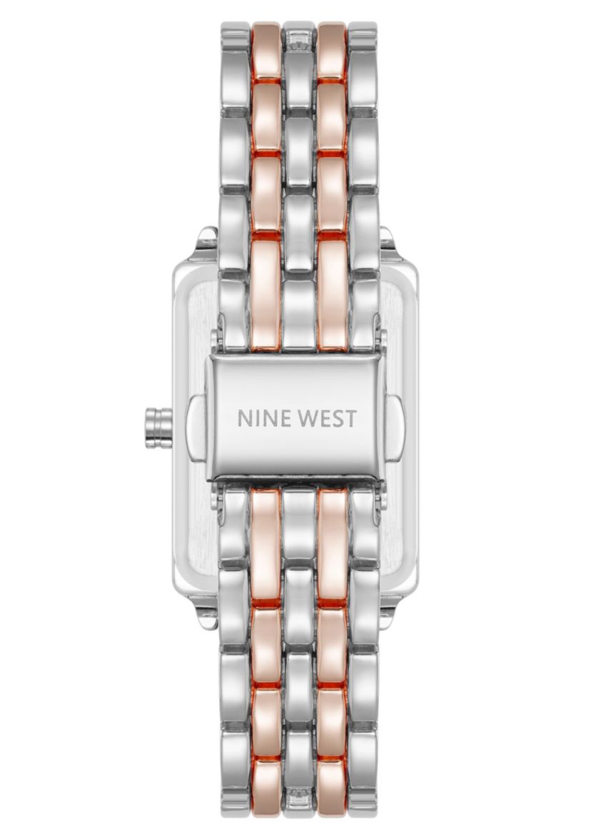 Quartz Rectangular Two-tone Metal Alloy Link Bracelet Watch