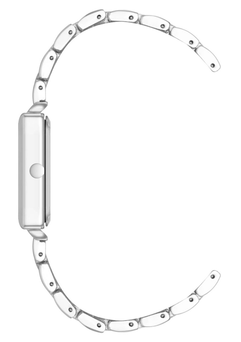 Quartz Rectangular Silver-tone Metal Alloy Link Bracelet Watch