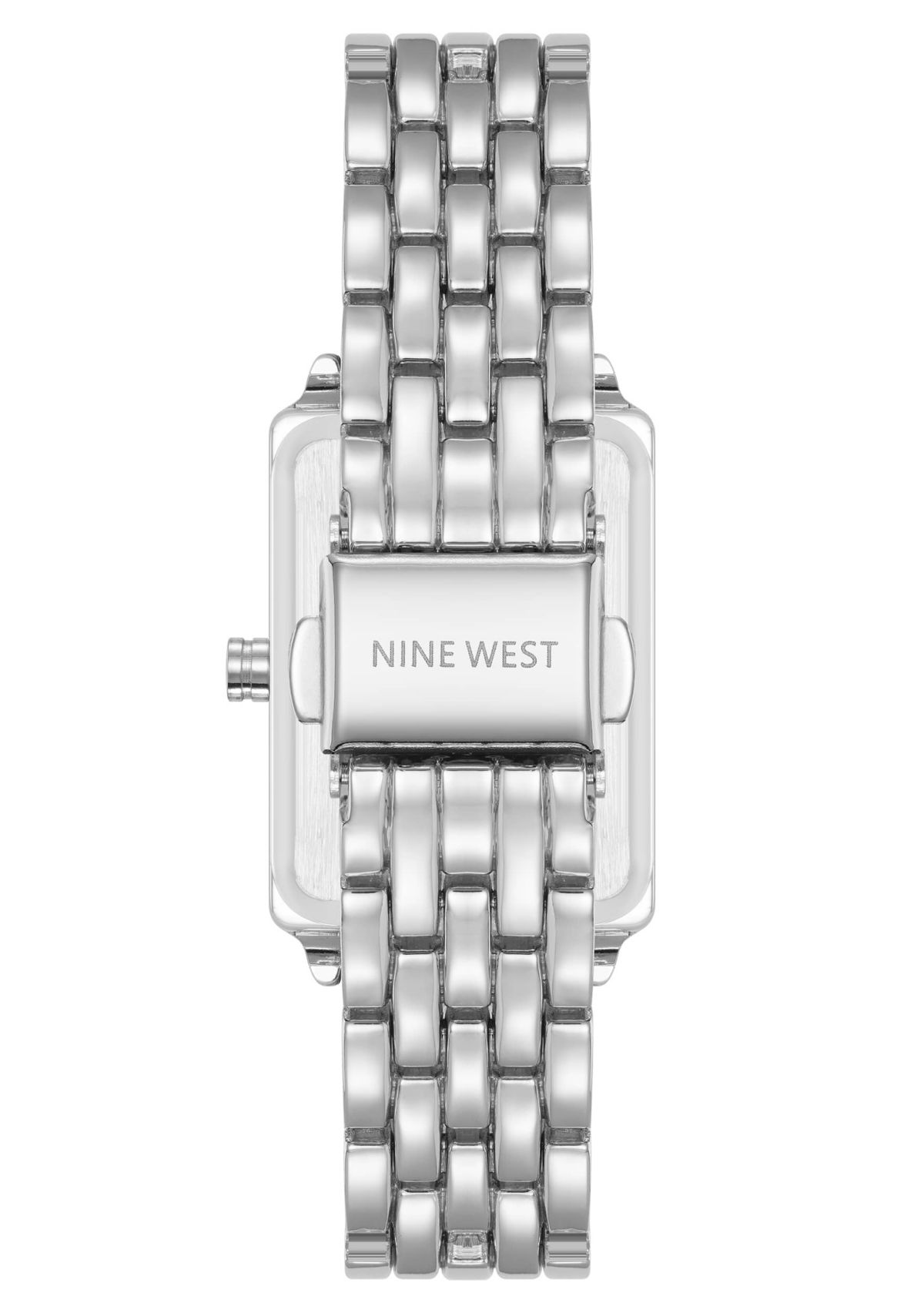 Quartz Rectangular Silver-tone Metal Alloy Link Bracelet Watch