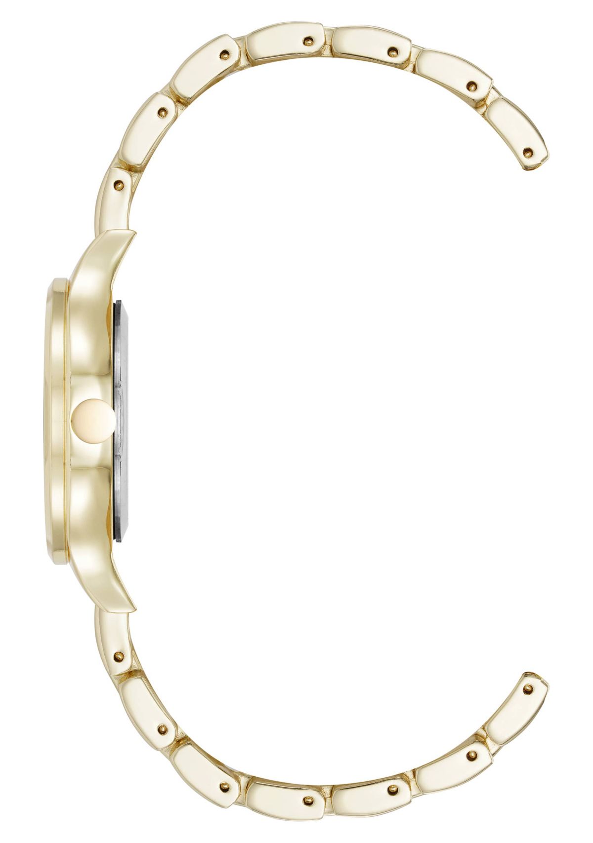 Quartz Round Gold-tone Metal Alloy Link Bracelet Watch